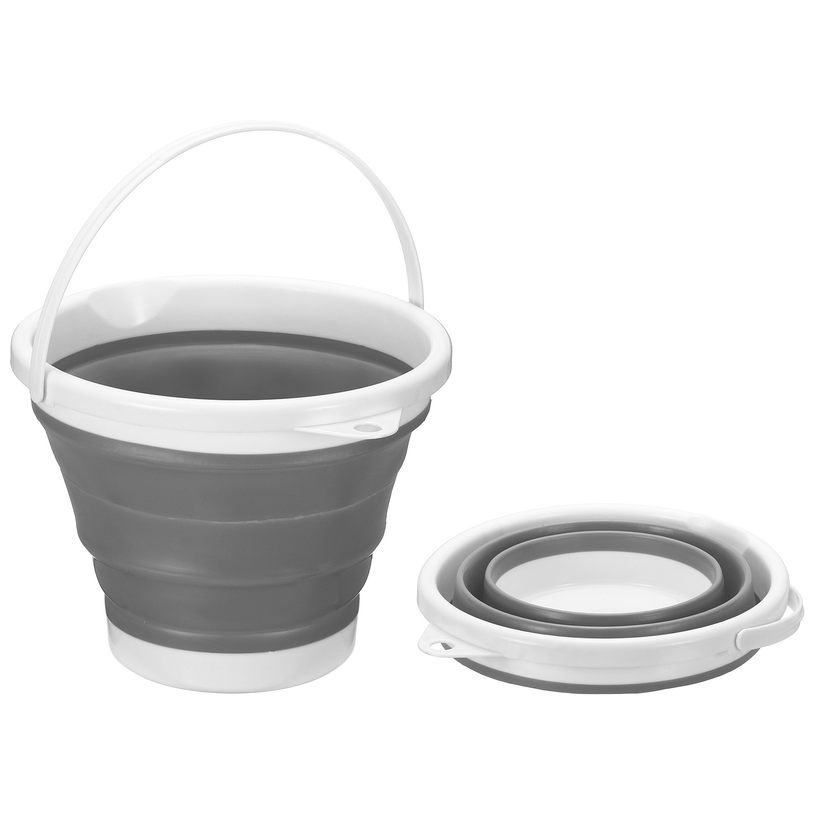 Collapsible Bucket 1.3 Gallon 5L Small Foldable Bucket with Handle Gray