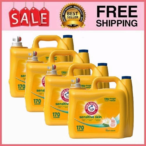 4 Pack Sensitive Skin Plus Fresh Scent, 170 Loads Liquid Laundry Detergent