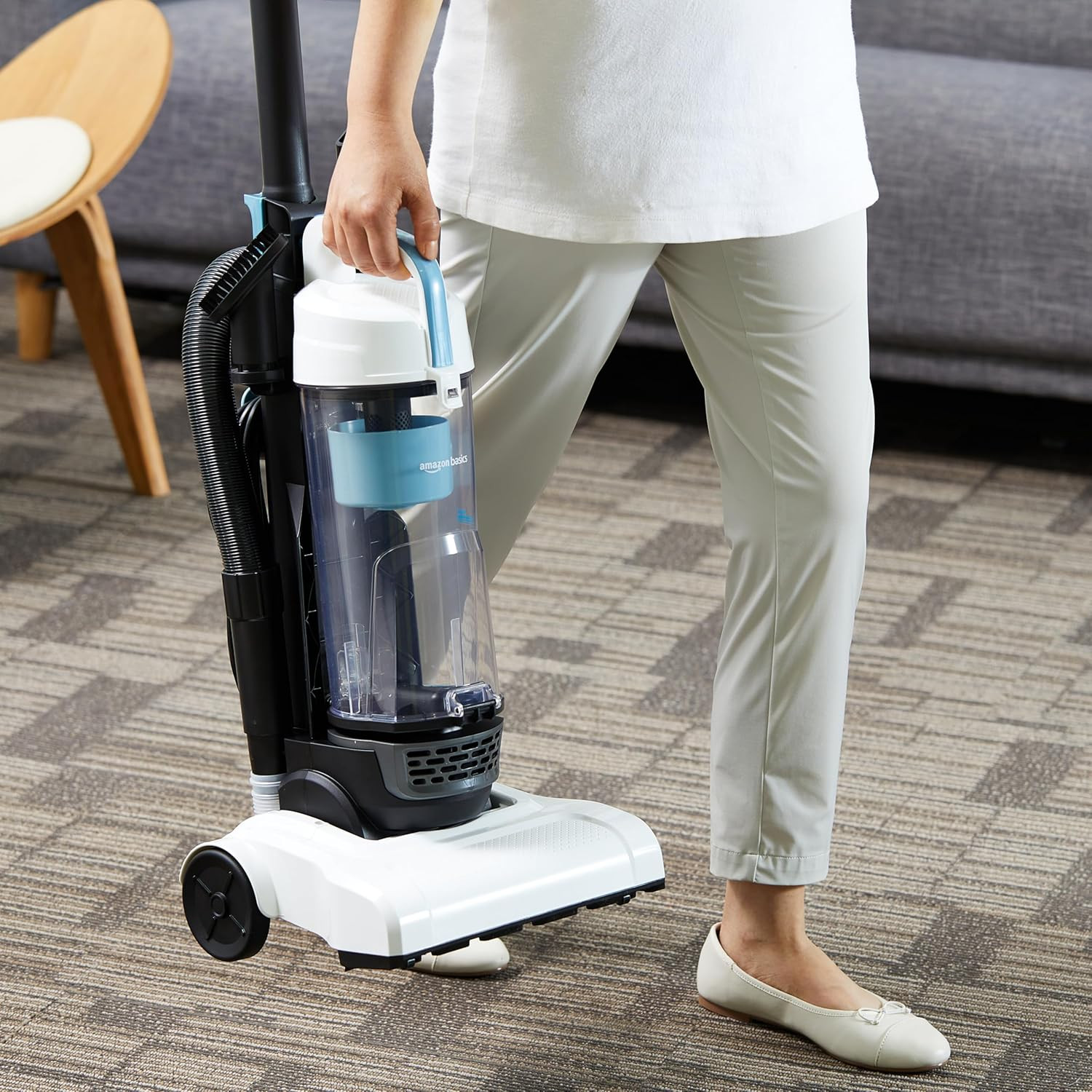 Upright Bagless Vacuum Cleaner for Carpet and Hard Floors, Washable Filter, Crev