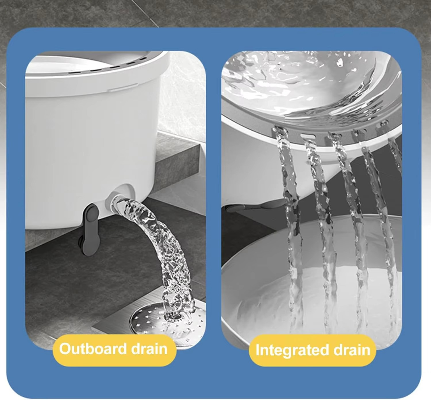 Round Flat Spin Mop Bucket Set Self Wringing Floor Cleaning System with 3 Pads