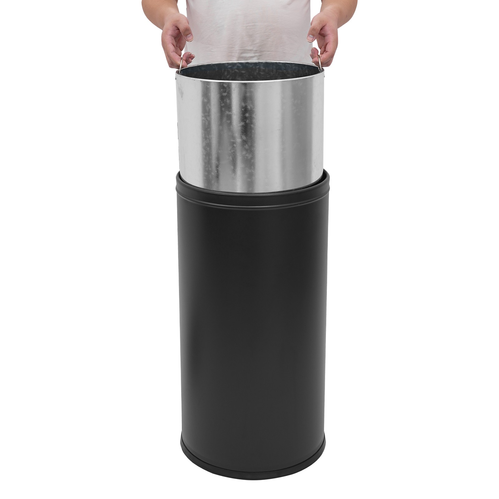 Cylindrical,Open-Top Rubbish Bin,Industrial Waste Container,Commercial Trash Can