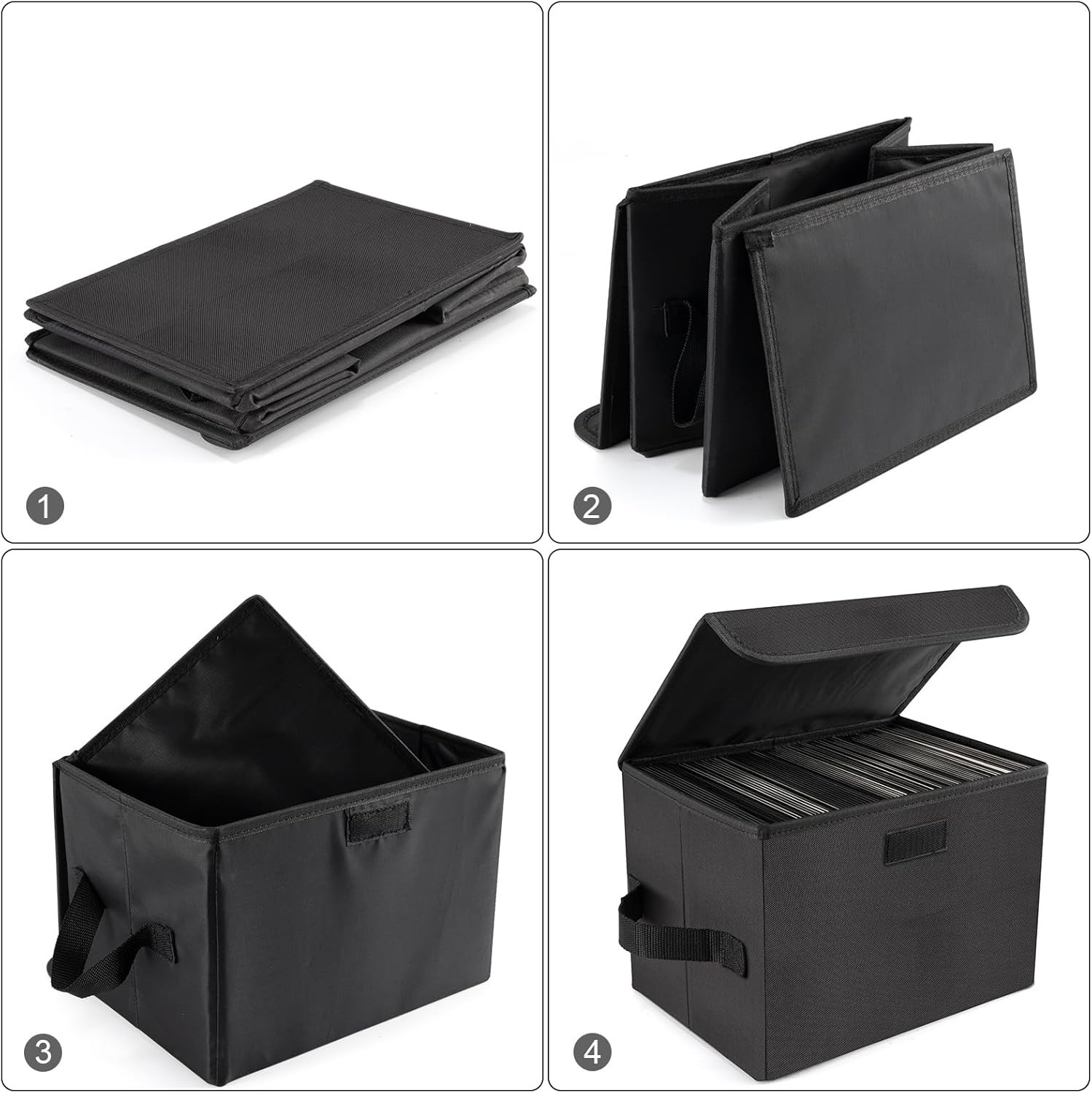 7Inch Vinyl Storage Box, Set of 2 Stackable Case with Lid