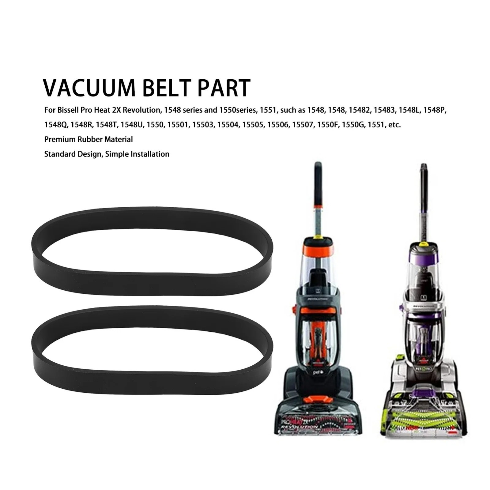 Vacuum Cleaner Belts Style 1606428 Replacement Belt for Bissell Vacuum 2 Pack