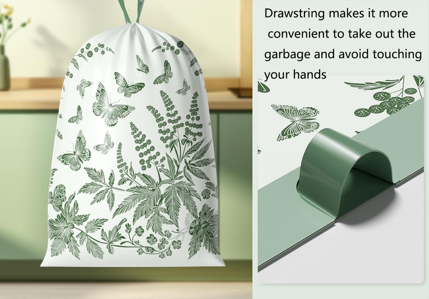 4 Gallon Small Trash Bags No-Tearing Drawstring 1.1 Mil Thick – 64 Count Small