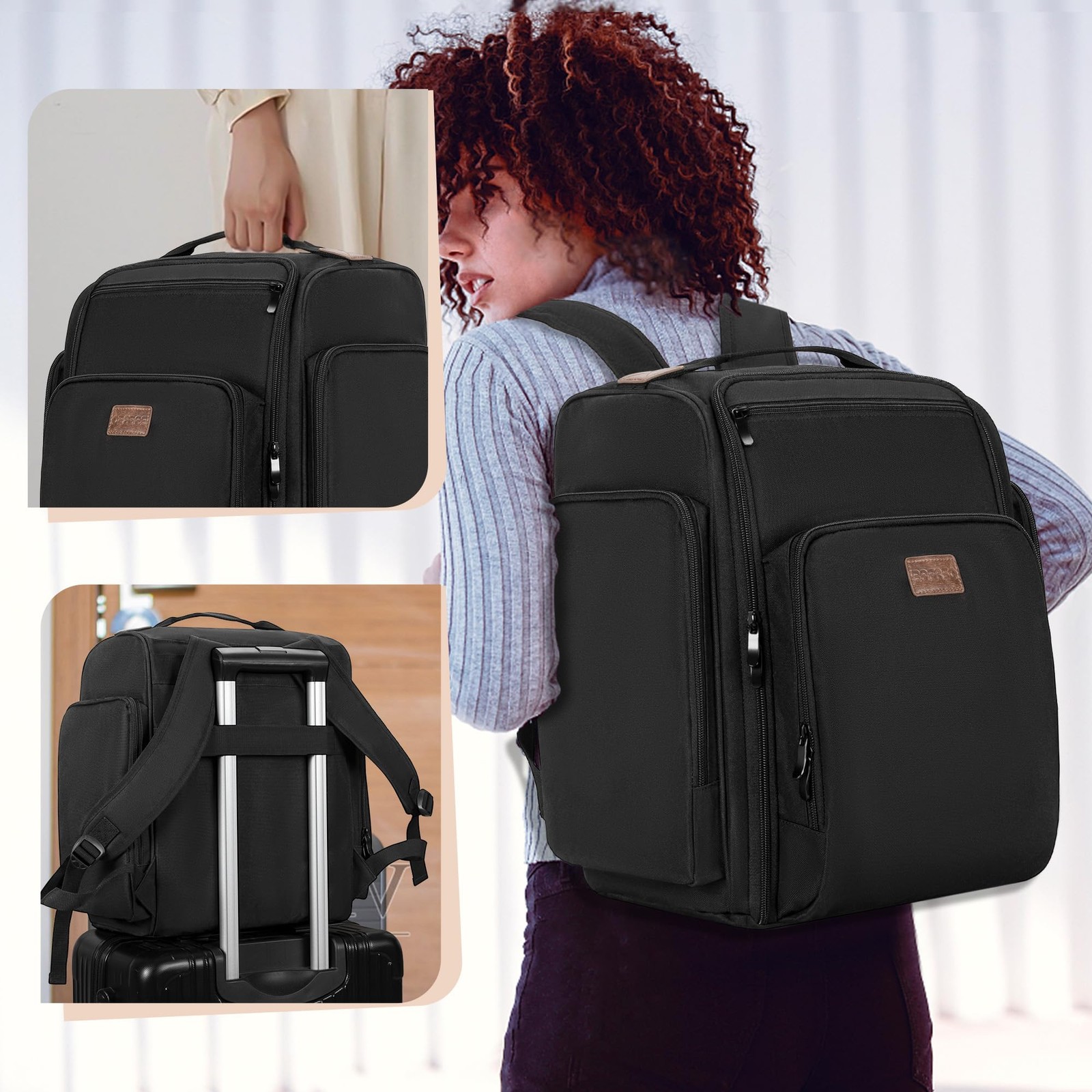 BAFASO Makeup Backpack with 4 Removable 12″L x 7.75″W x 14.25″H, Black