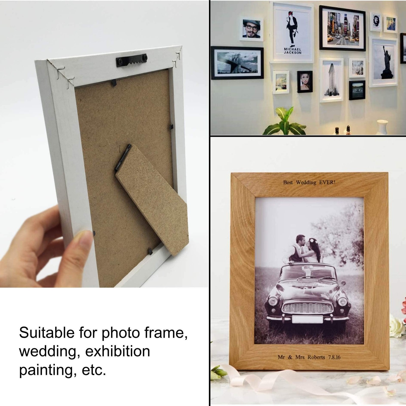 Sawtooth Picture Hangers Steel Frame Hanging Hooks with Screws Black 50 Pack