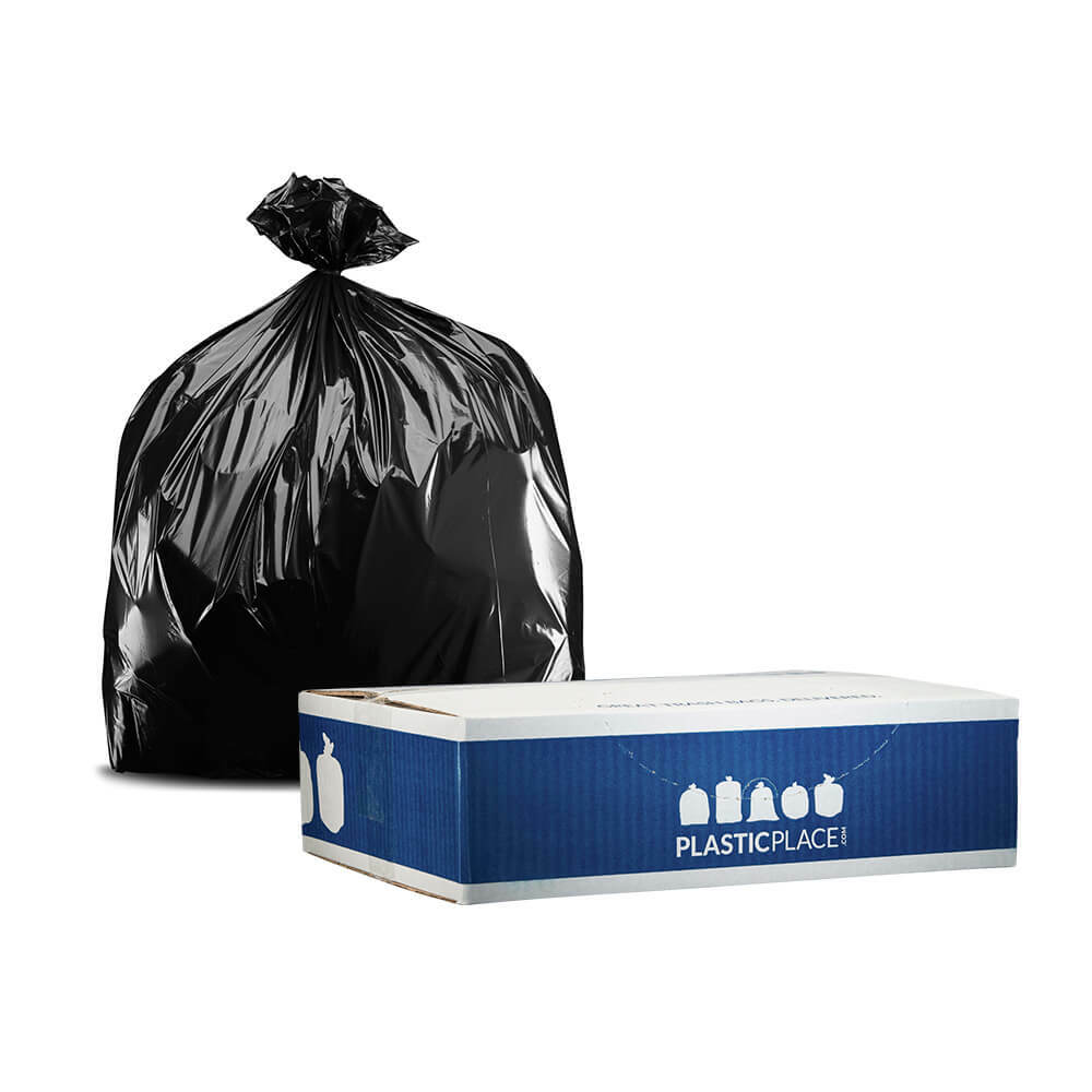 Plasticplace 7-10 Gallon Trash Bags – Black, case of 500 bags