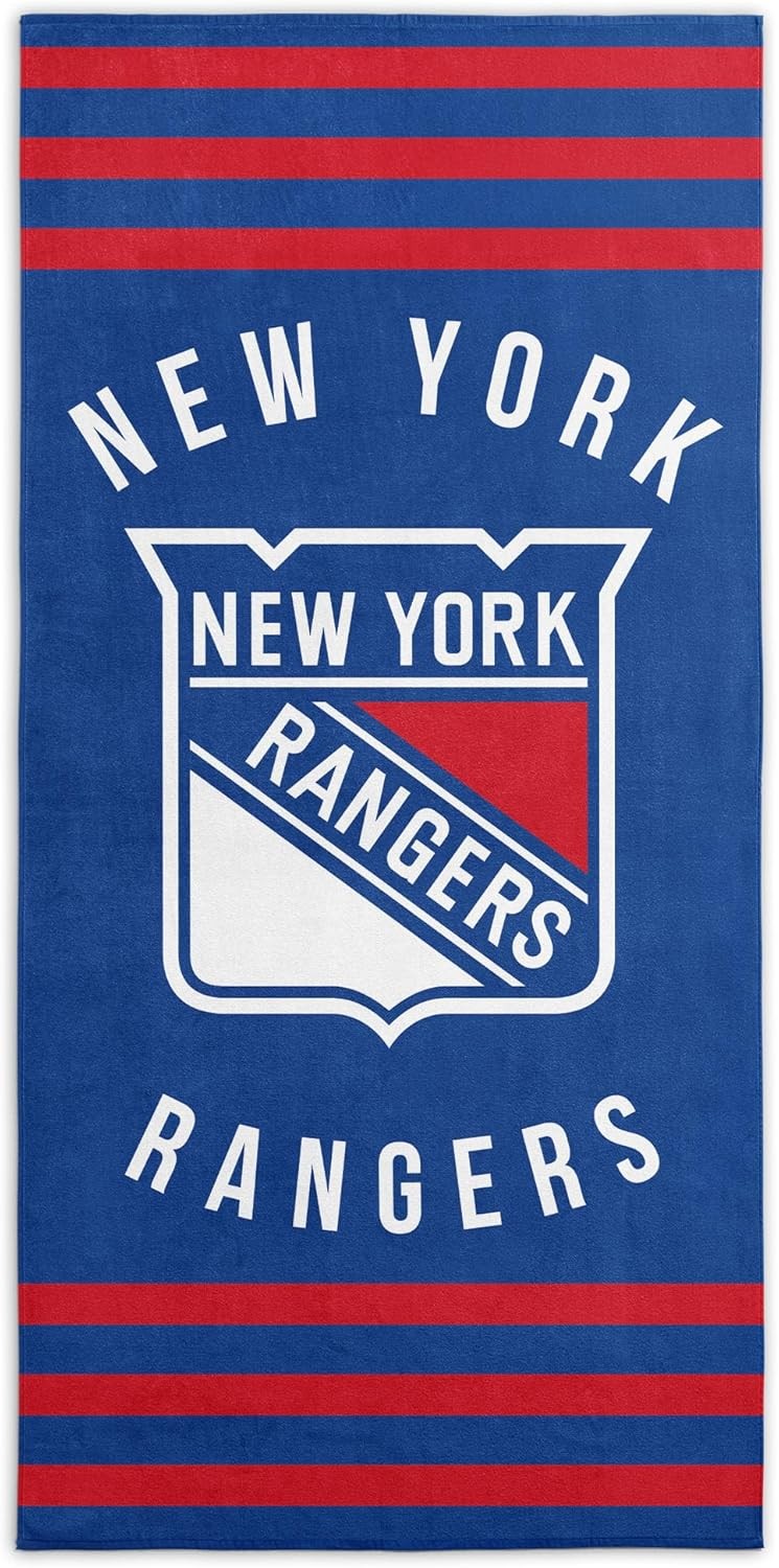 NHL New York Rangers Stripes Beach Towel, Cotton Polyester Blend Lightweight
