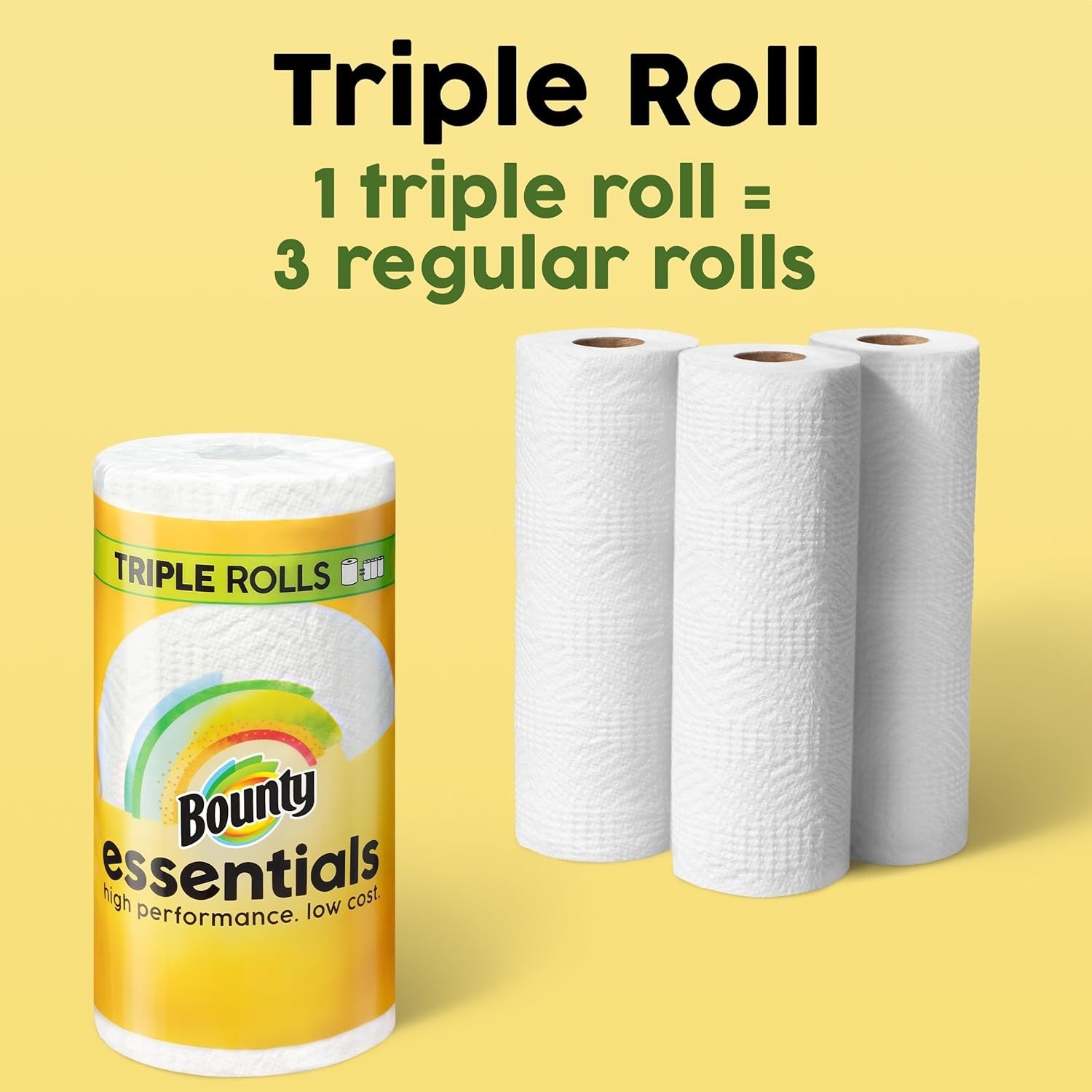 Bounty Essentials Select-A-Size Paper Towels, White, 2 Triple Rolls = 6 Regular