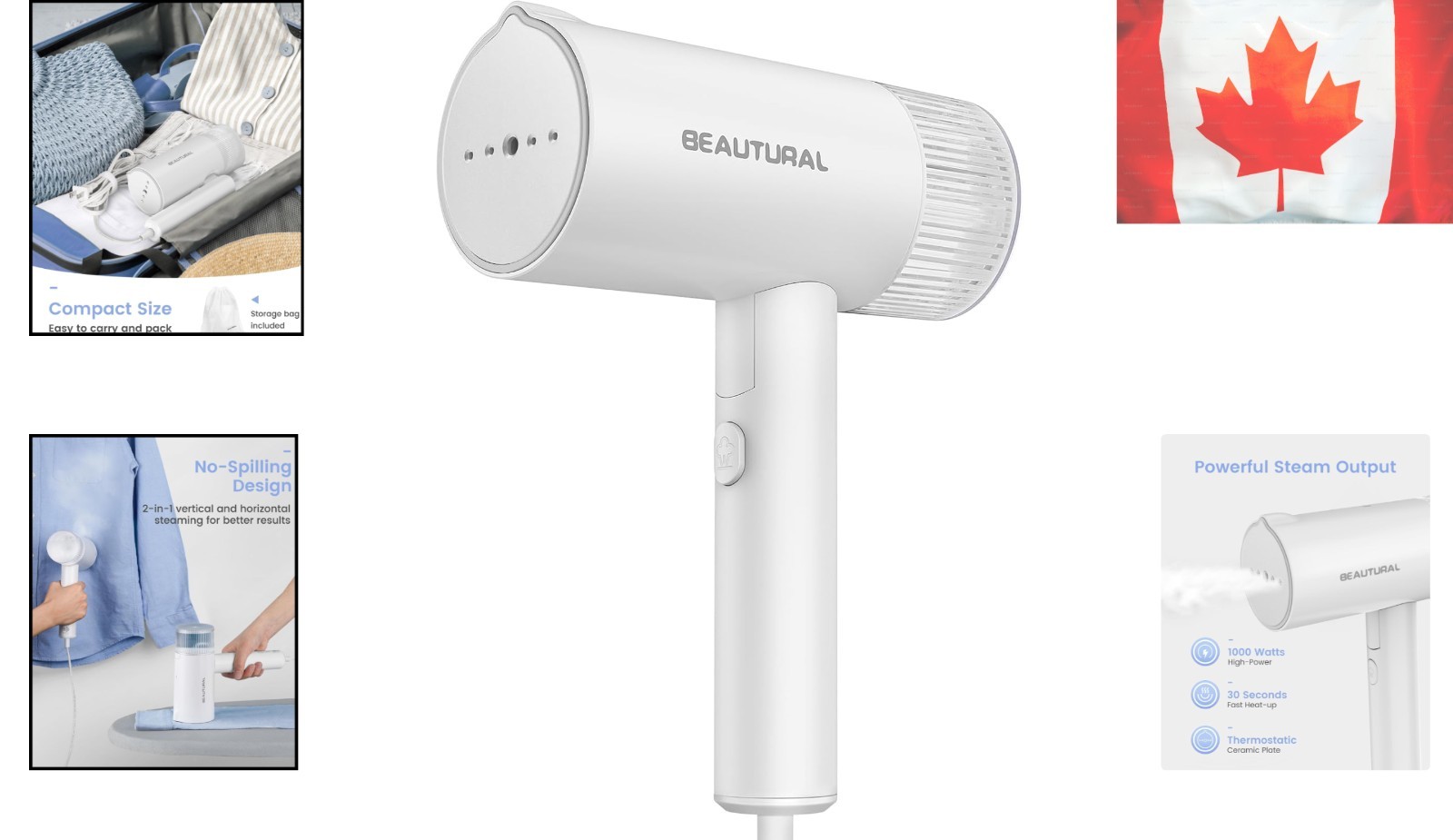 Portable 1000W Handheld Fabric Steamer – 30-Sec Heat-Up & Anti-Spill Design