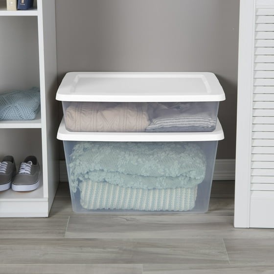 Sterilite, 58 Quart Clear Storage Bin, Snap-on Lid Storage Container, with Lid