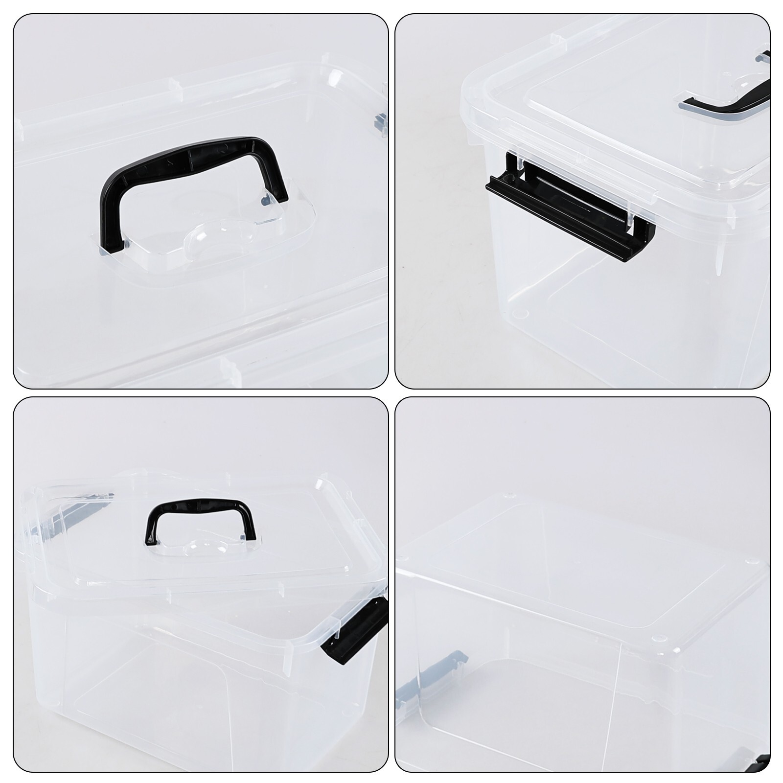 Cand 4-Pack 10 L Plastic Latching Storage Bin, Clear Storage Box Bin with Handle