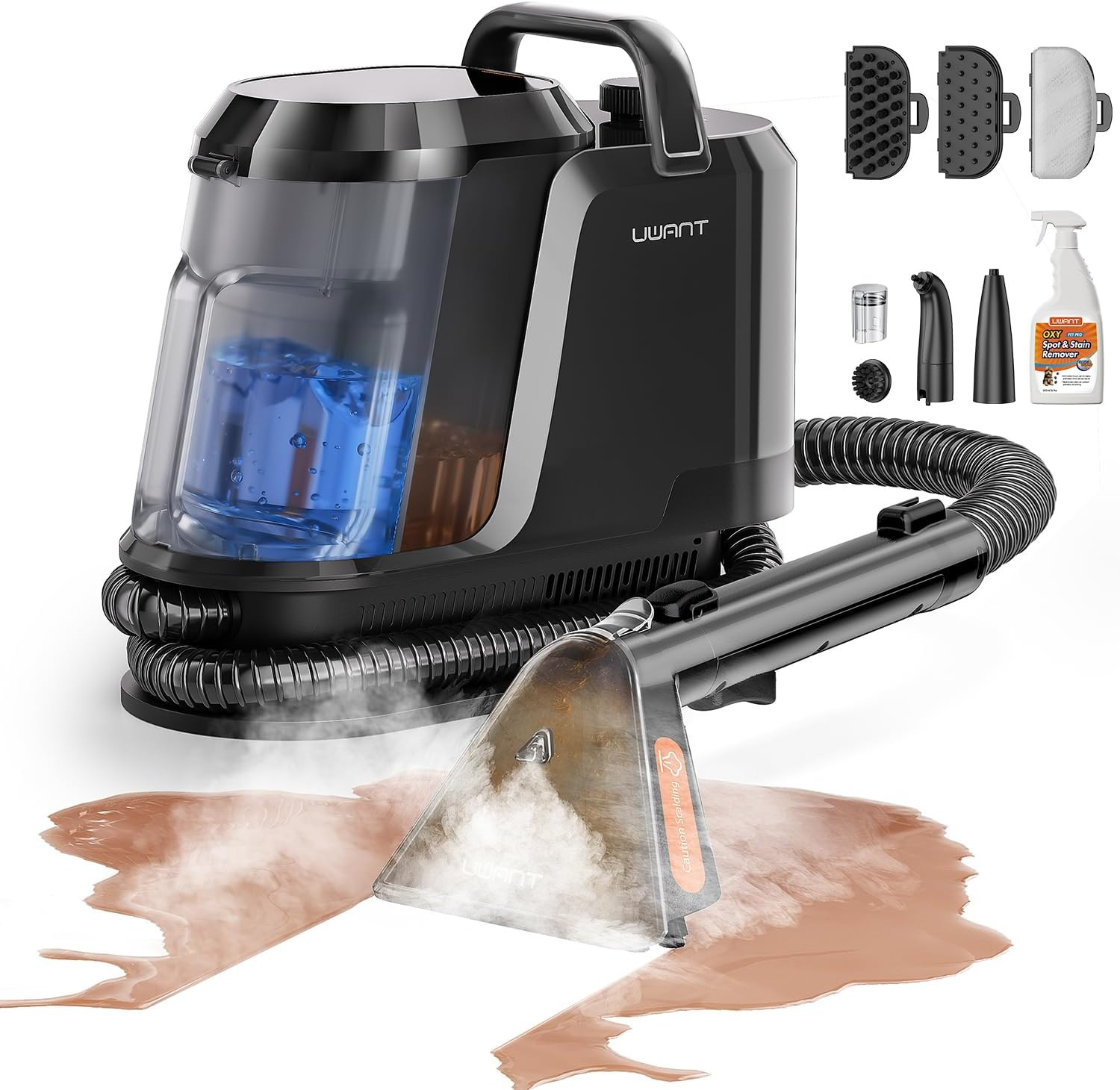Carpet Cleaner Machine with Steam&Hot&Cold Water System 18Kpa Powerful Suction U