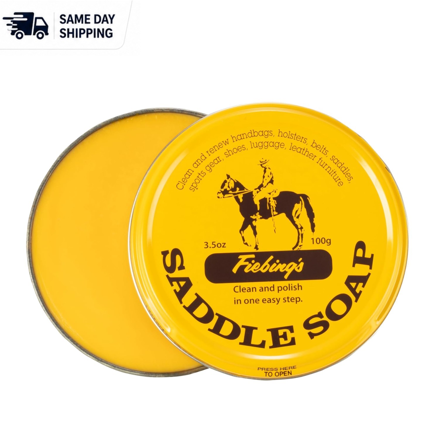 3.5 oz Yellow Saddle Soap – Natural Leather Cleaner & Conditioner for All Goods