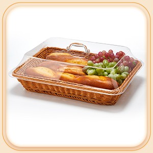 2 Pack Wicker Large Bread Basket with Acrylic Lid Housewarming Woven