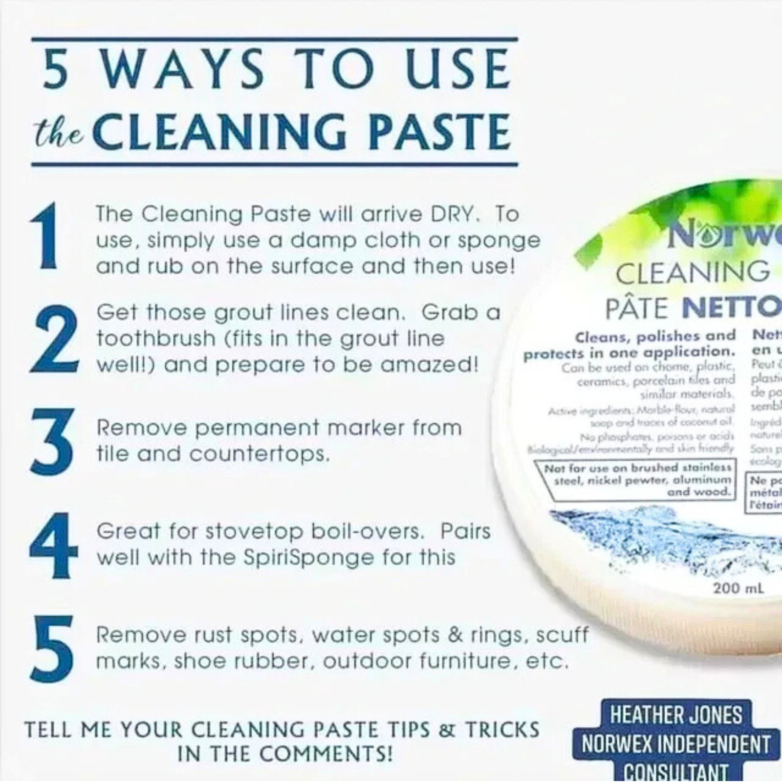 Norwex Cleaning Paste 74ml 2.50 Fl.Oz Stain Removal, Cleans Dirt & Polish