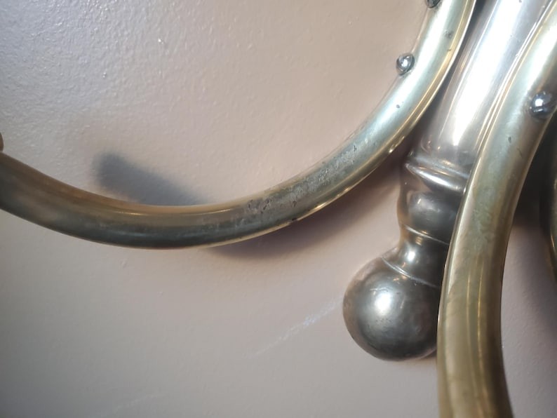 Vintage Brass Coat Rack Art Nouveau Barbershop Style Wall Hooks MCM Regency