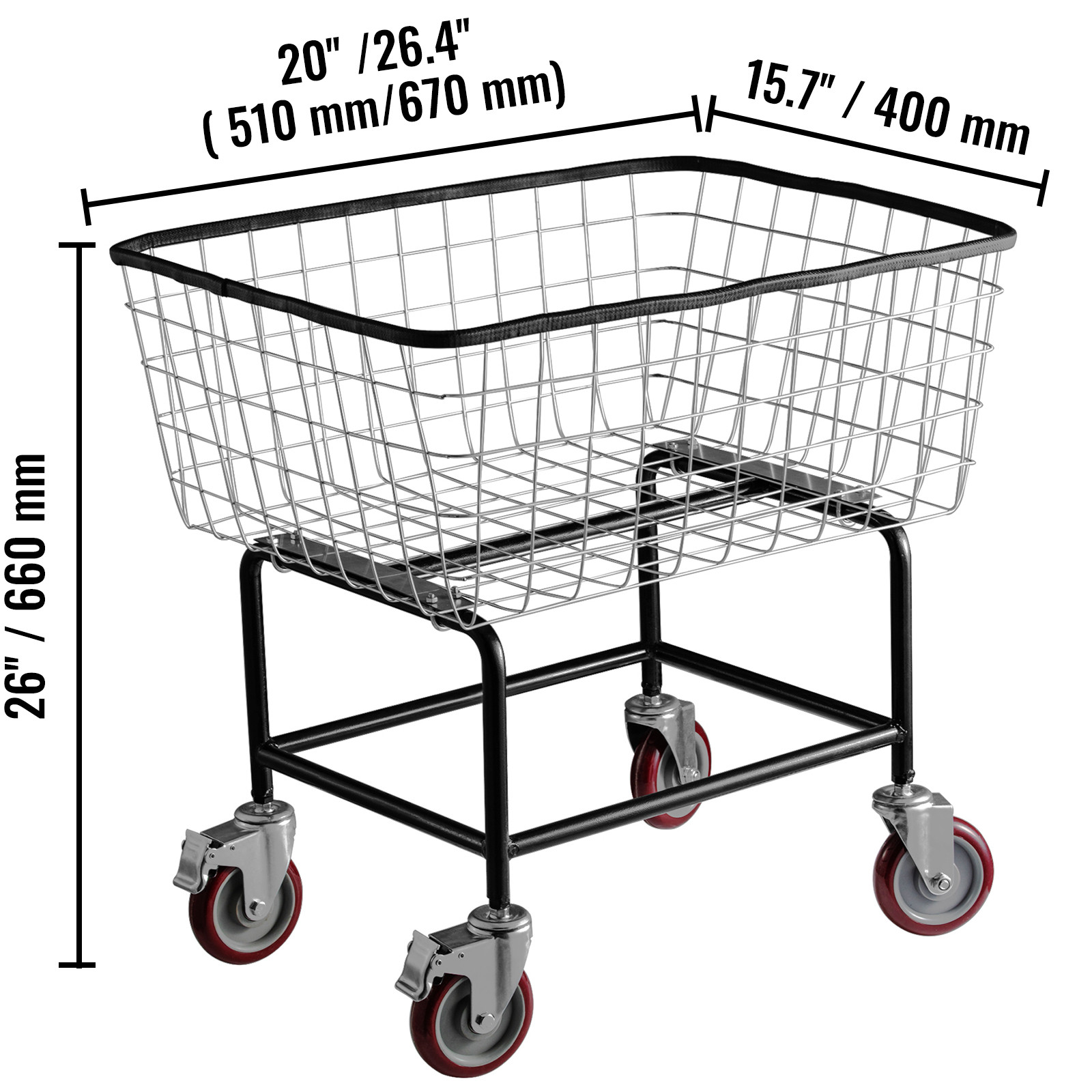 VEVOR Wire Laundry Cart Wire Laundry Basket 2.2 / 2.5 / 4.5 Bushel Heavy Duty