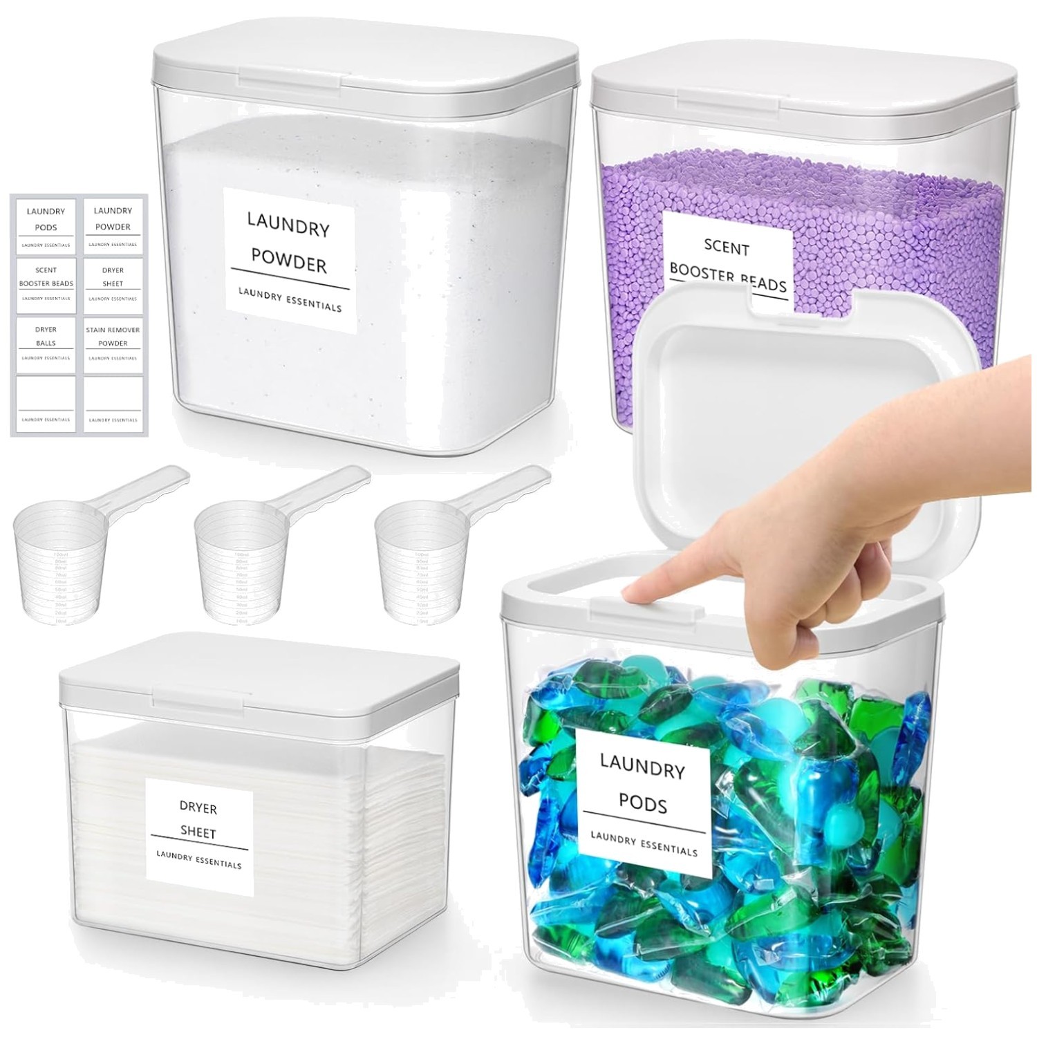 PET Material Laundry Pods Container & Dryer Sheet Holder