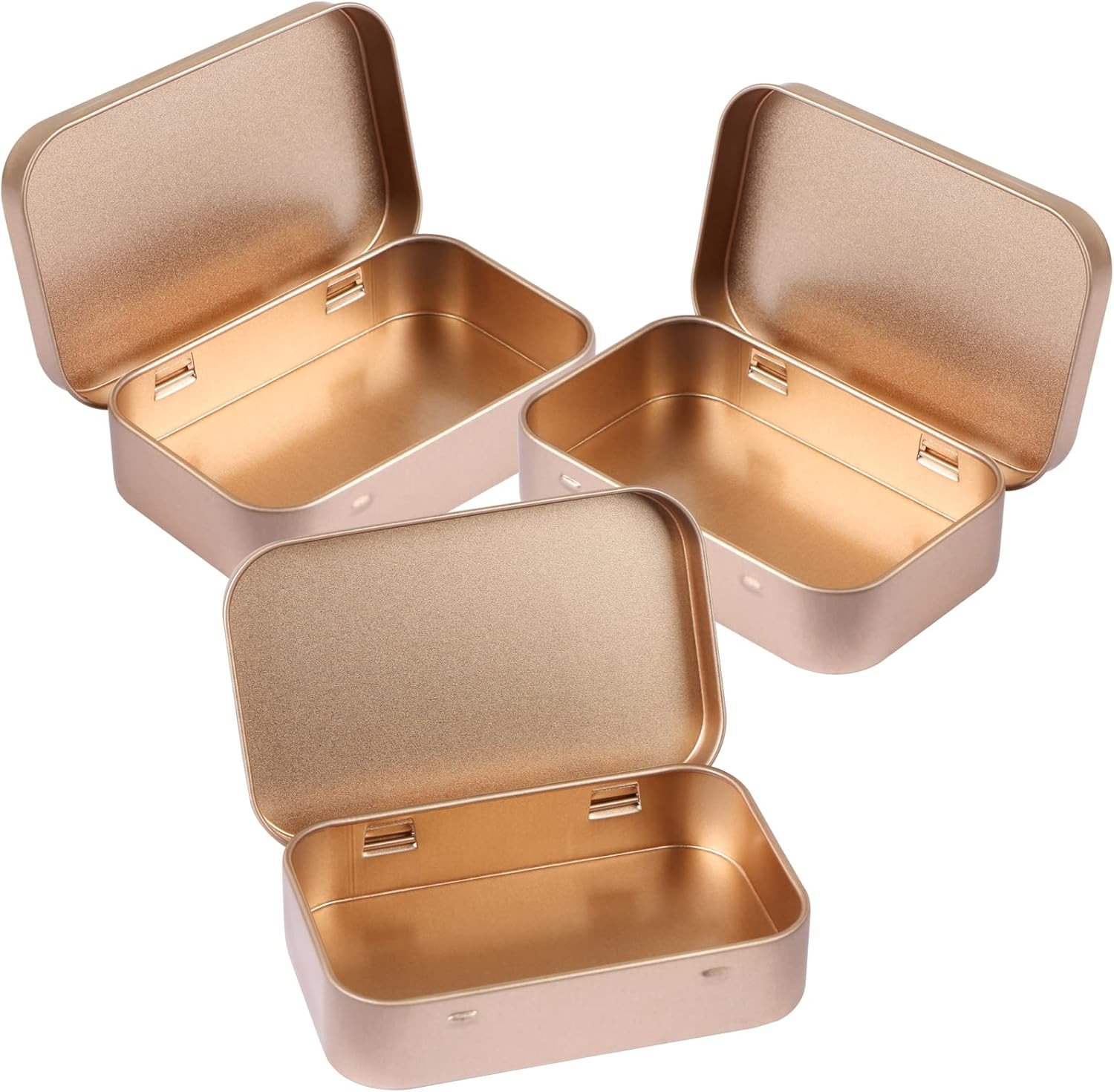 Metal Hinged Tin Box Container Mini Portable Small Storage Kit with Lid 3 Pcs