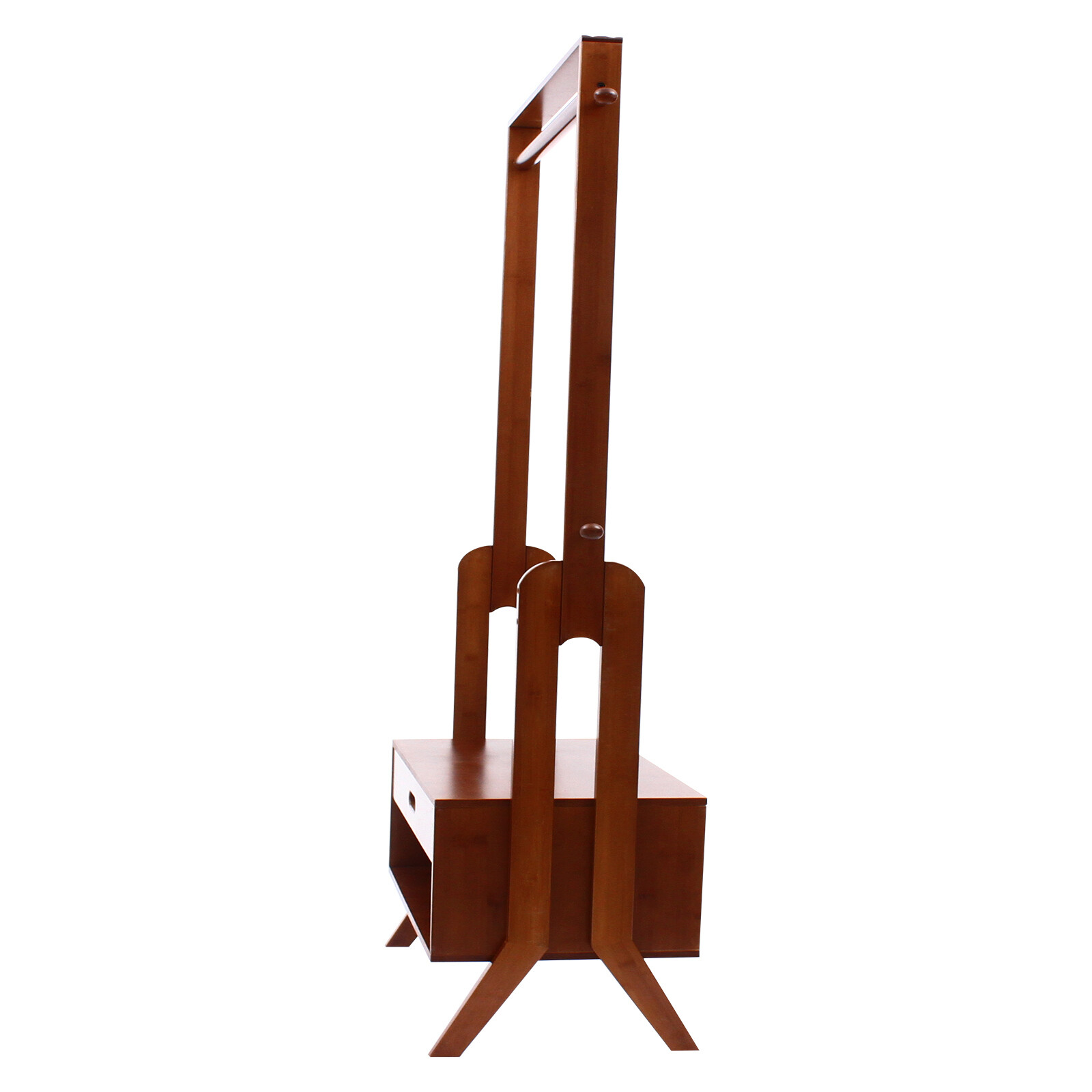Bamboo Clothing Rack With Storage Drawer, Garment Rack Clothes Racks For Hanging