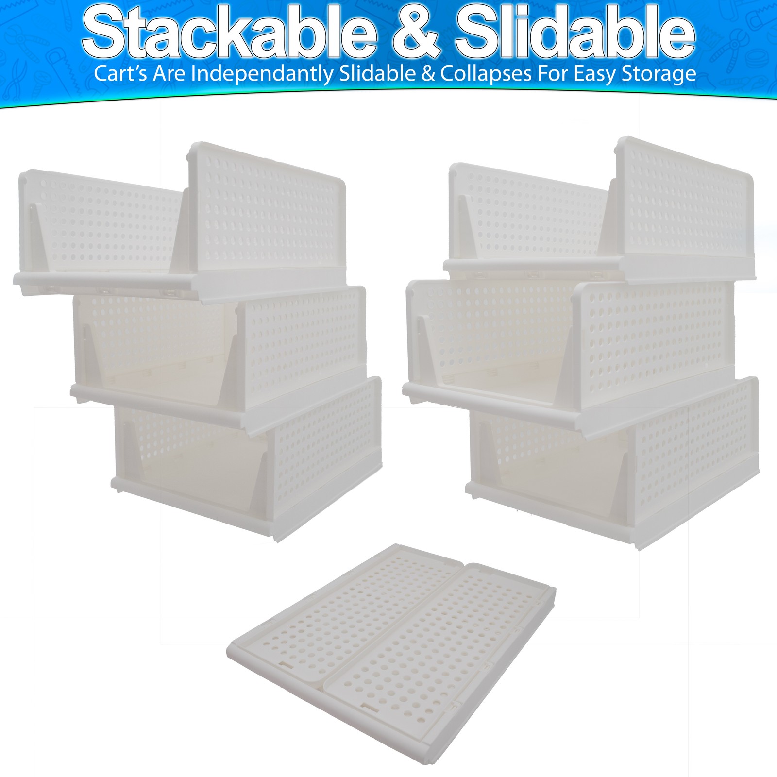 Stackable Closet Storage Shelf – Slidable & Ventilated Carts for Easy