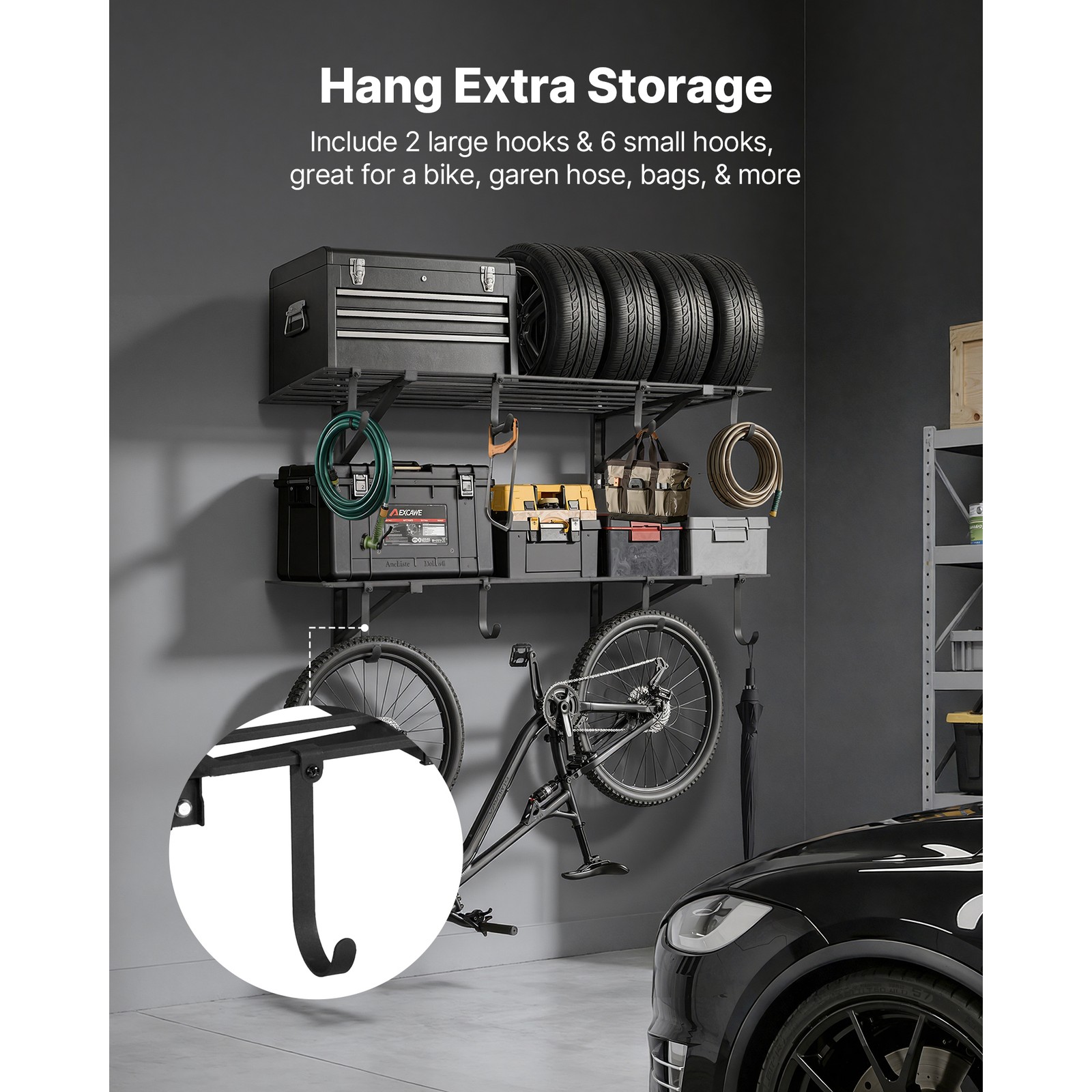 Uimoso 2 x 4 ft Wall-Mounted Garage Shelving, 520 lbs Capacity for Storage