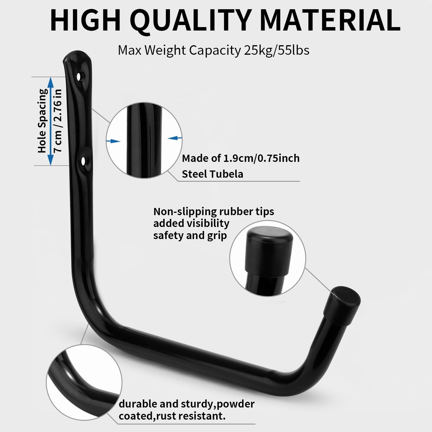 Yisunnan 13Inch Garage Storage Hook 6 Pcs Heavy Duty Wall Mount J Hooks