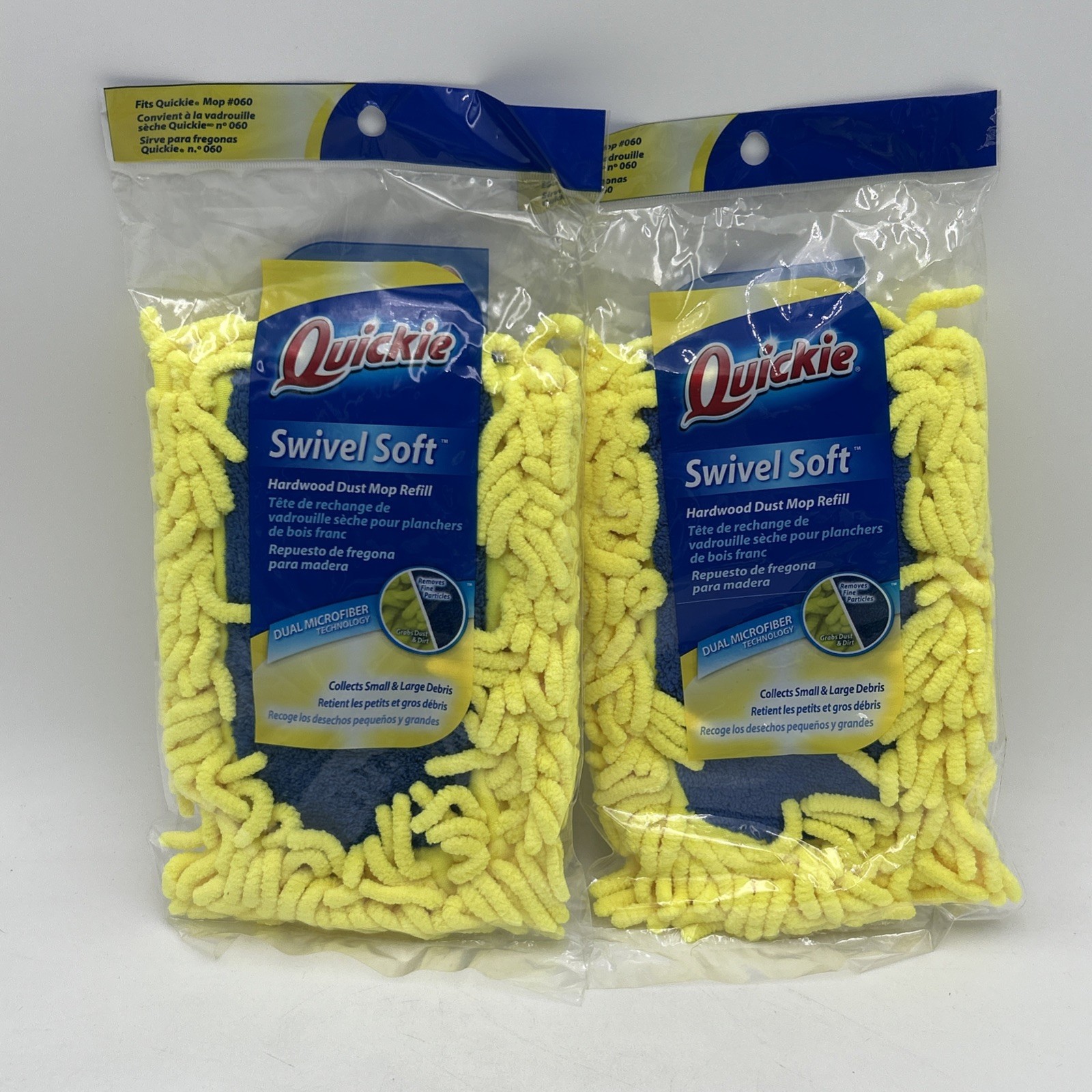 Quickie Swivel Soft Yellow Dust Mop Refill Pack Of 2 For Hardwood Floor Cleaning