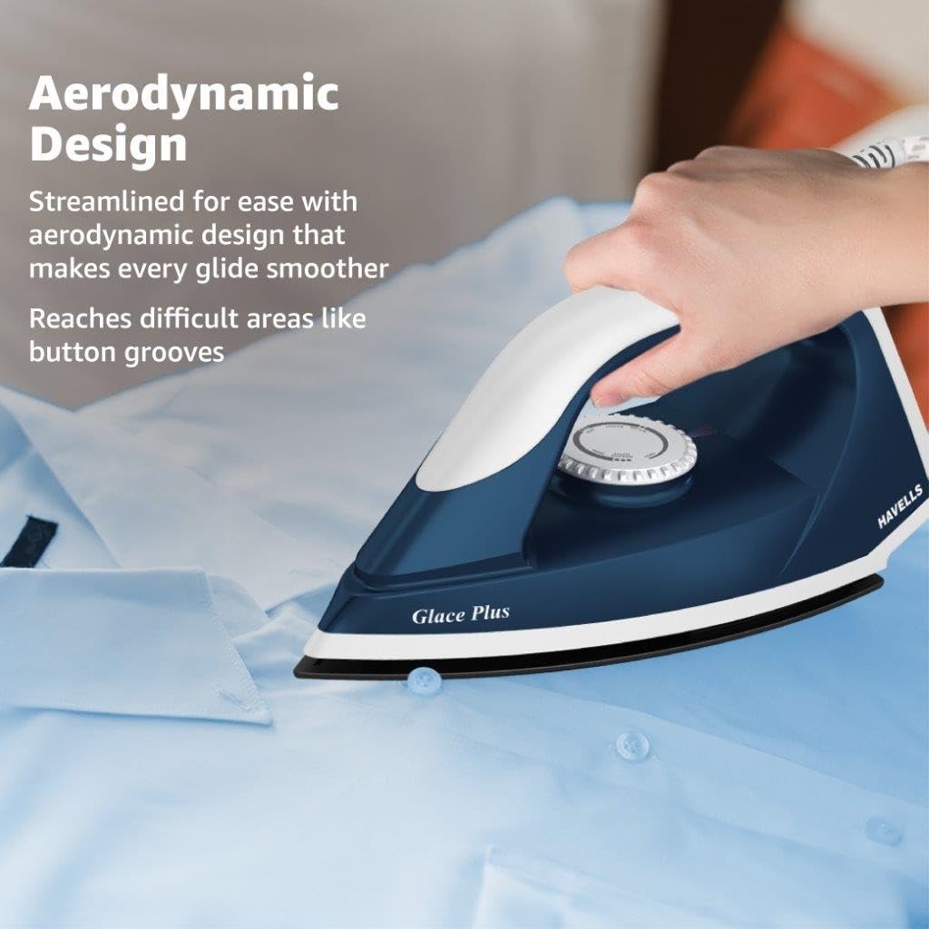 Havells Glace Plus 1000 Watts Dry Iron Press 2X Non Stick Greblon Coating 220V