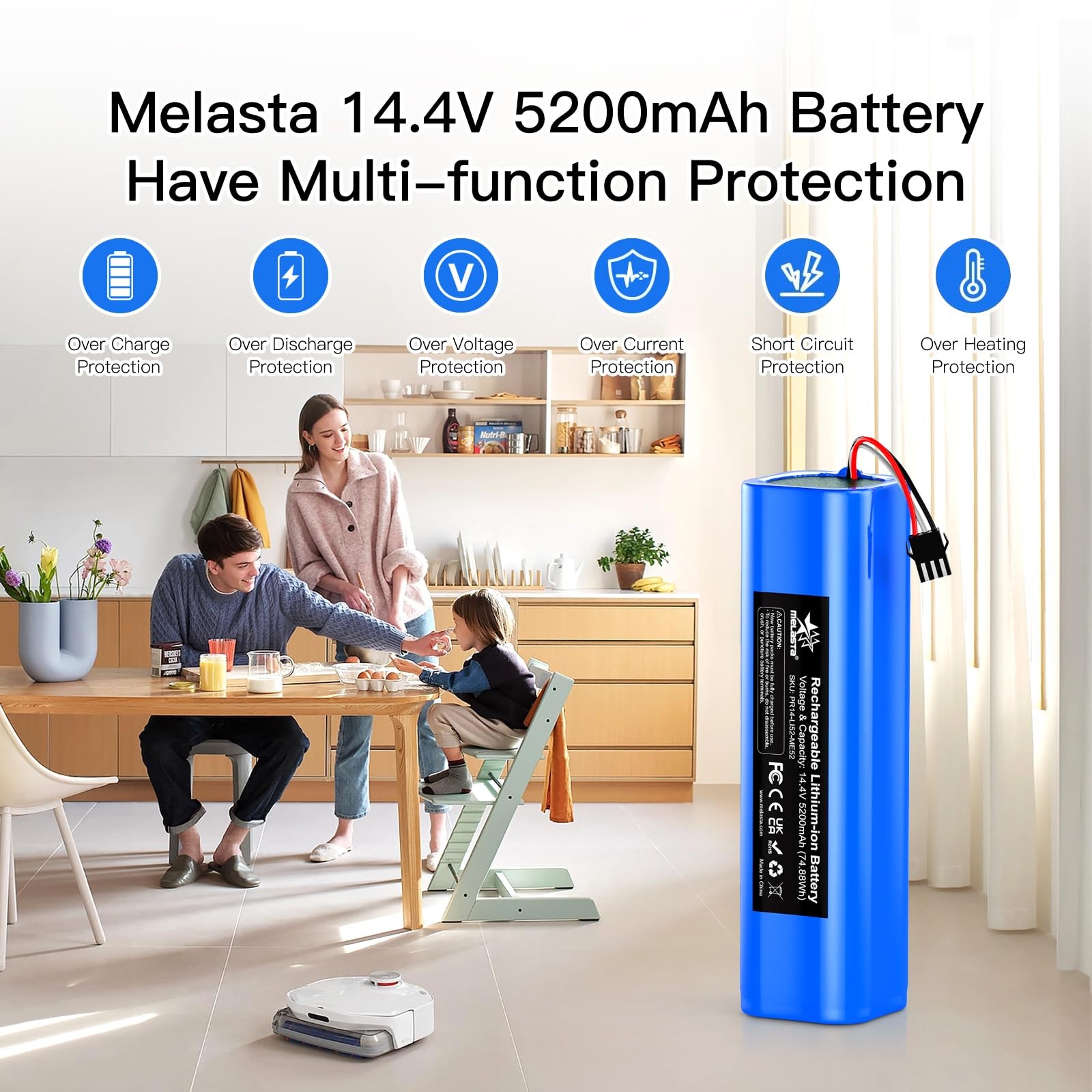 5200mAh Replacement Battery for Proscenic M7 Pro M8 Pro M7 Max LDS M7 Pro, U6 Ro