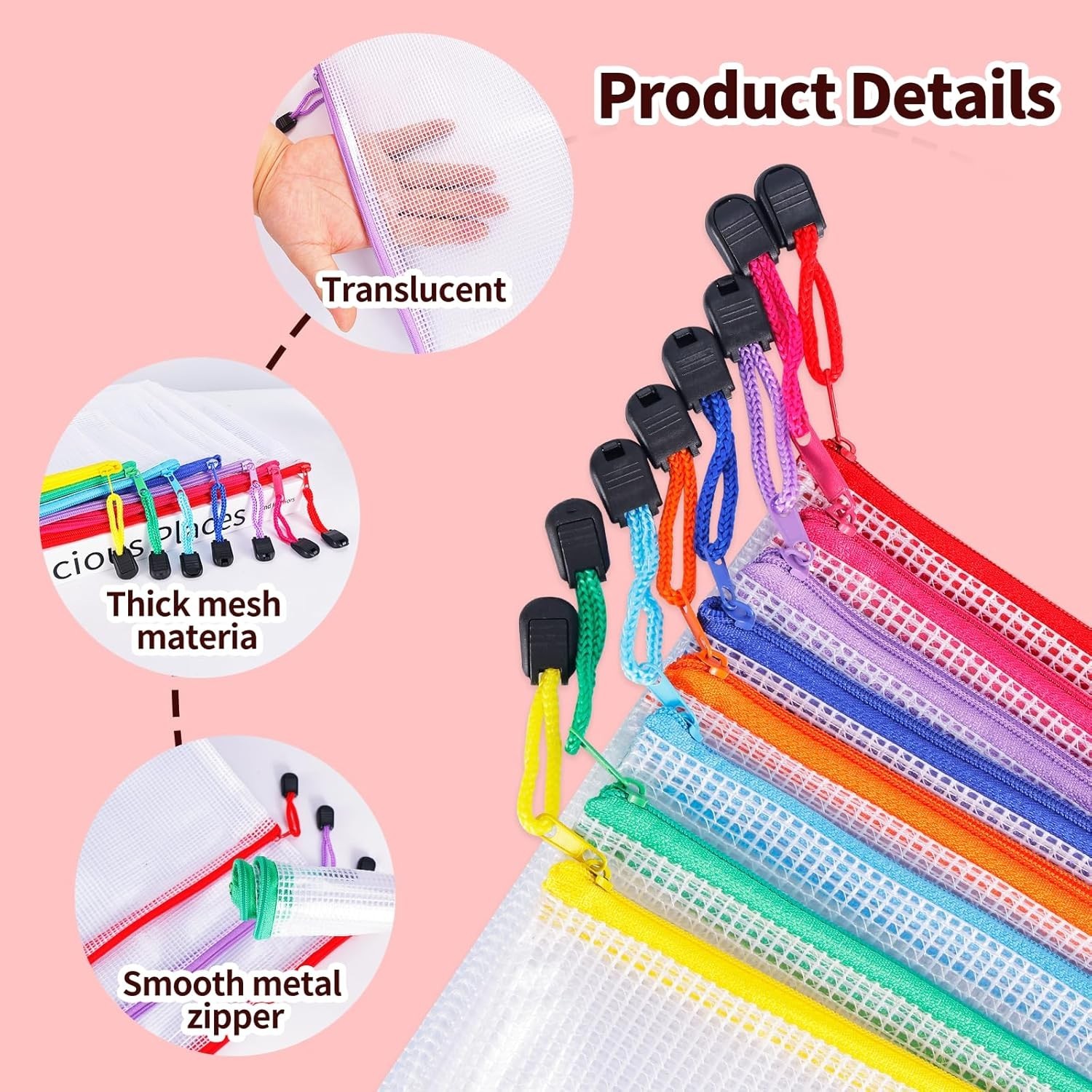 24pcs Mesh Zipper Pouch Bags – 8 Sizes Plastic Zipper Pouches for Organizatio…