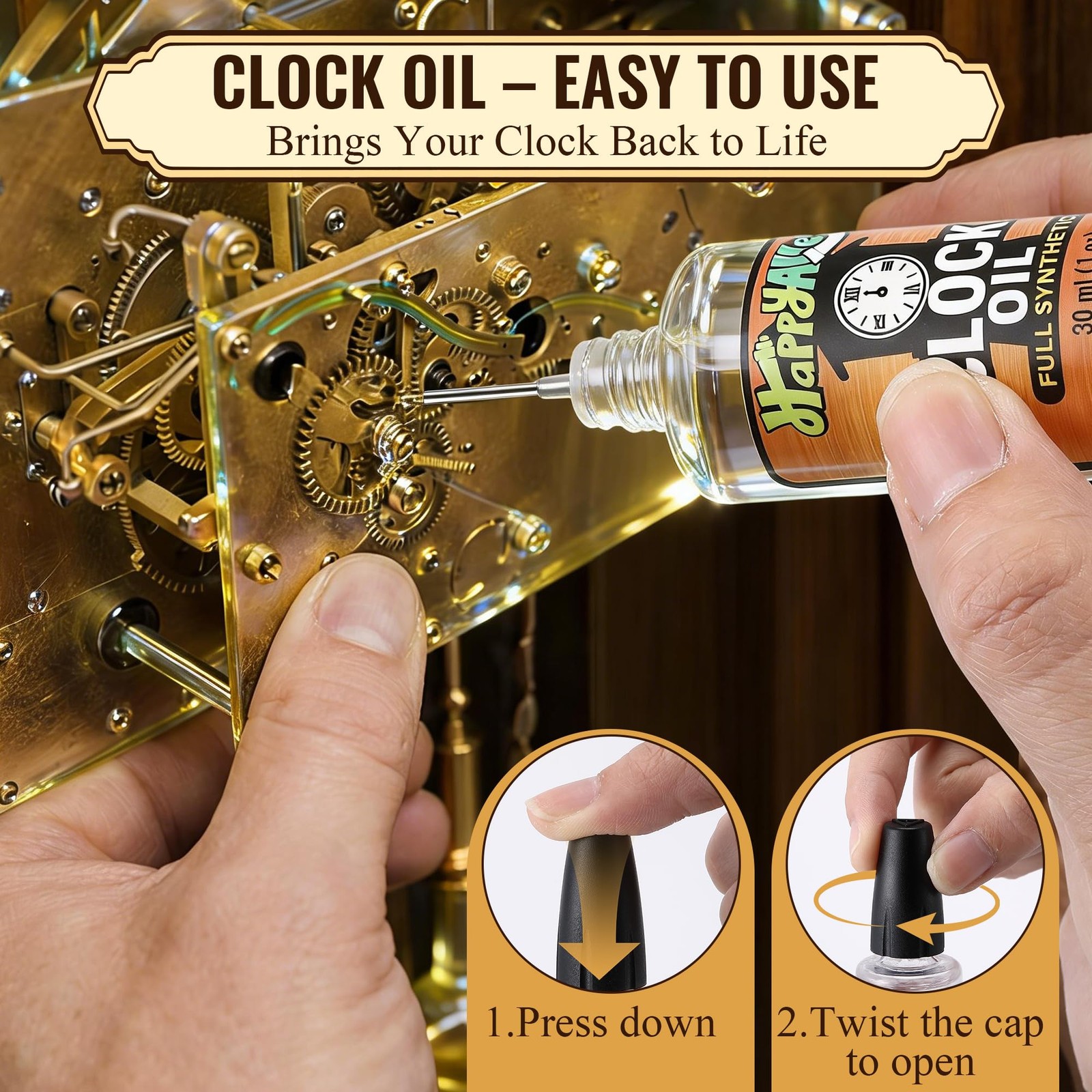 Synthetic Clock Oil 1 OZ for Grandfather, Cuckoo, Wall & Mantle Clocks
