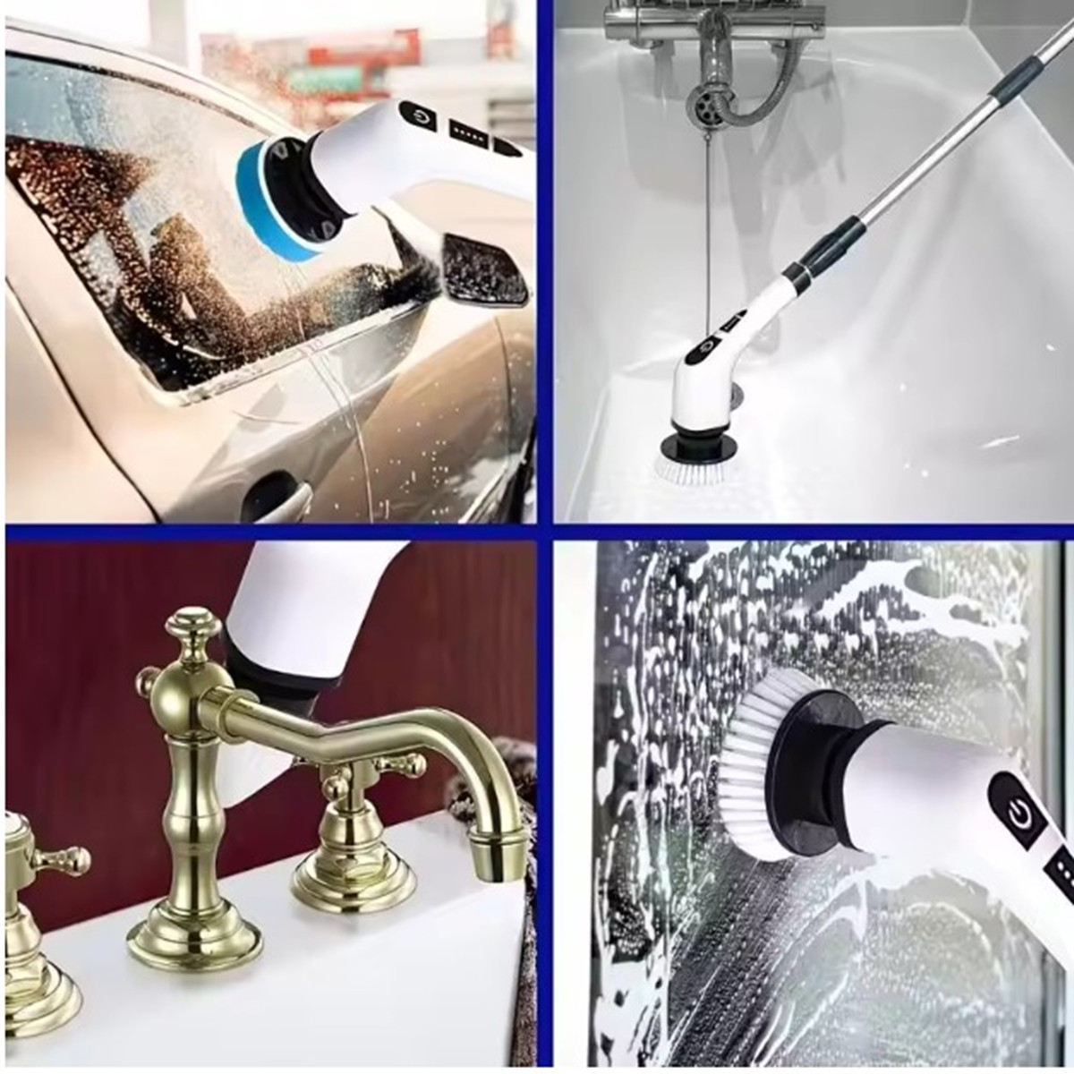 10 in1 Electric Spin Scrubber Extra Length 9 Brush Heads Retractable Handle