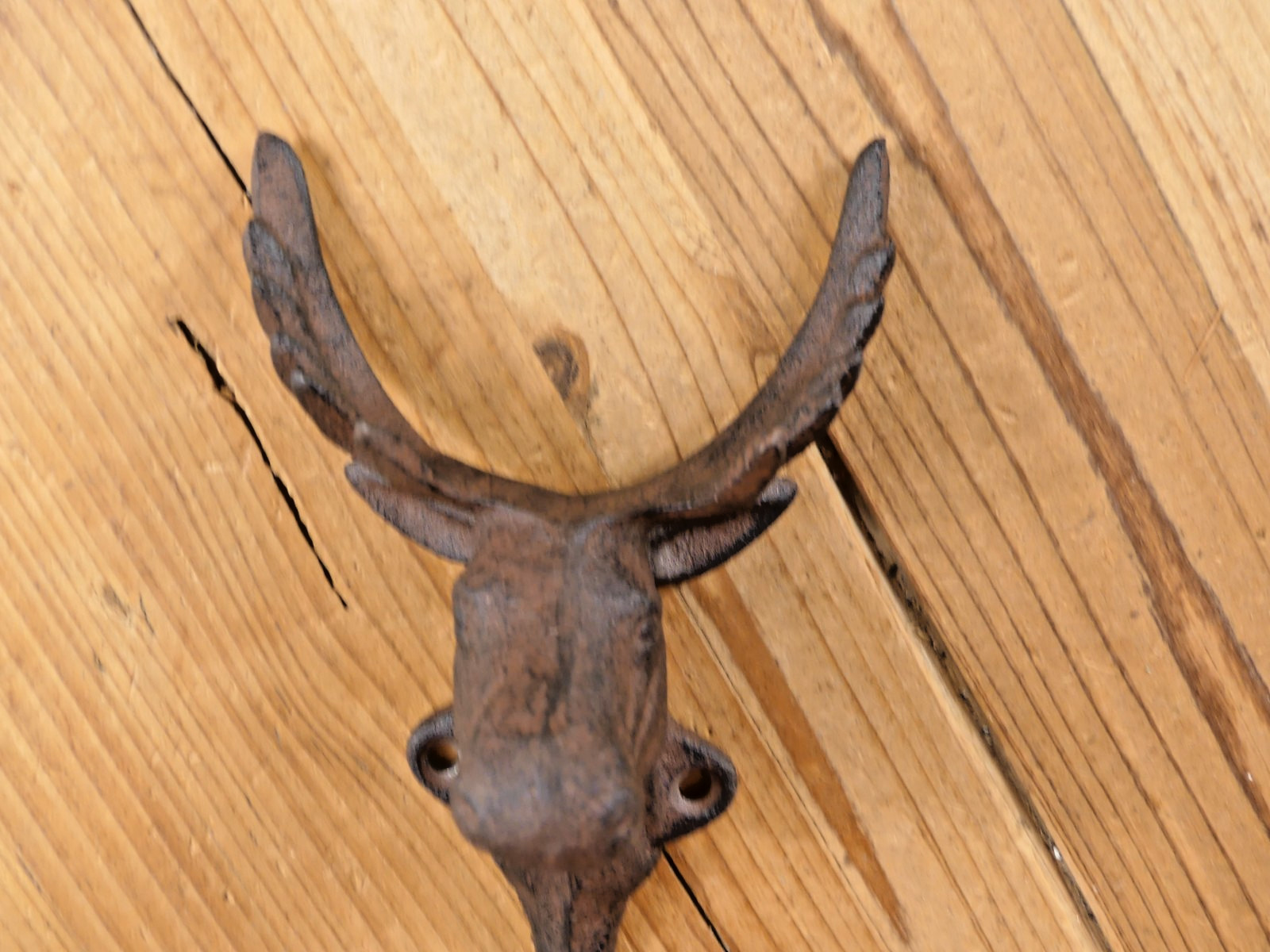 4 Rustic Elk Deer Moose Head Hooks Cast Iron Coat Hook Rack Restoration Hat