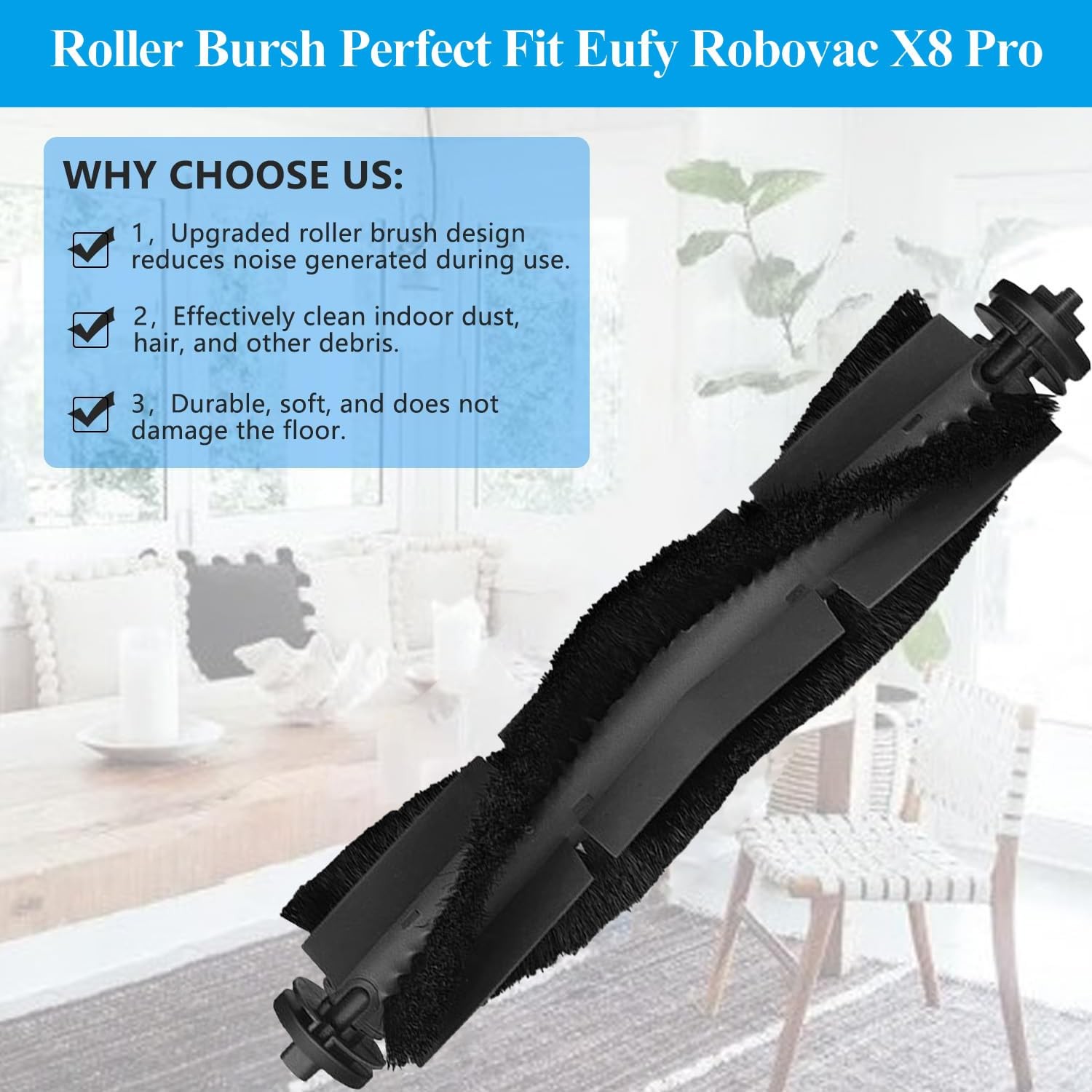 Replacement Parts for Eufy X8 Pro Robot Vacuum Series – Includes 1 Rolling Brush