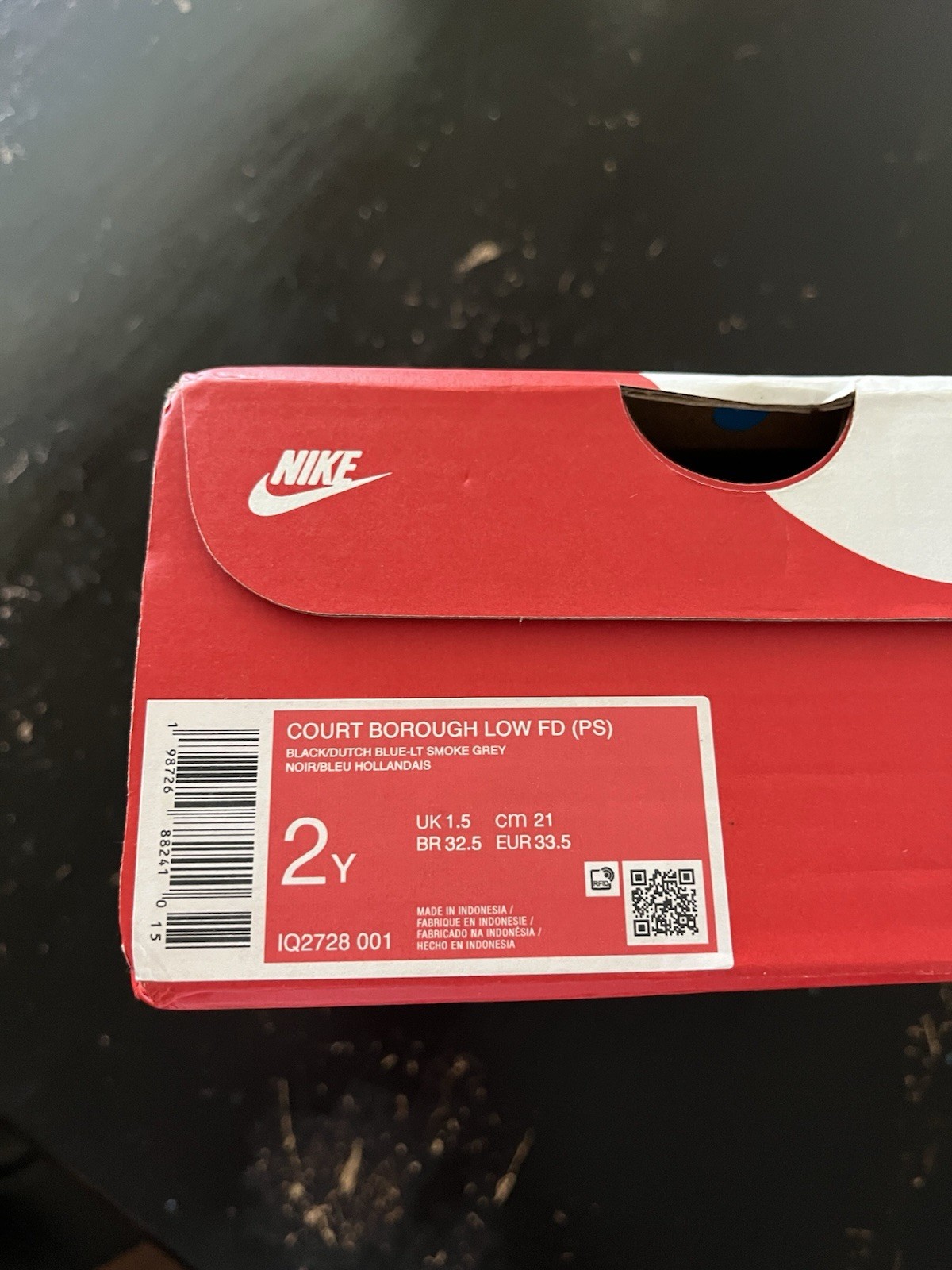 Nike EMPTY Shoe Box NO SHOES Youth Size 2 Court Borough Low Recraft