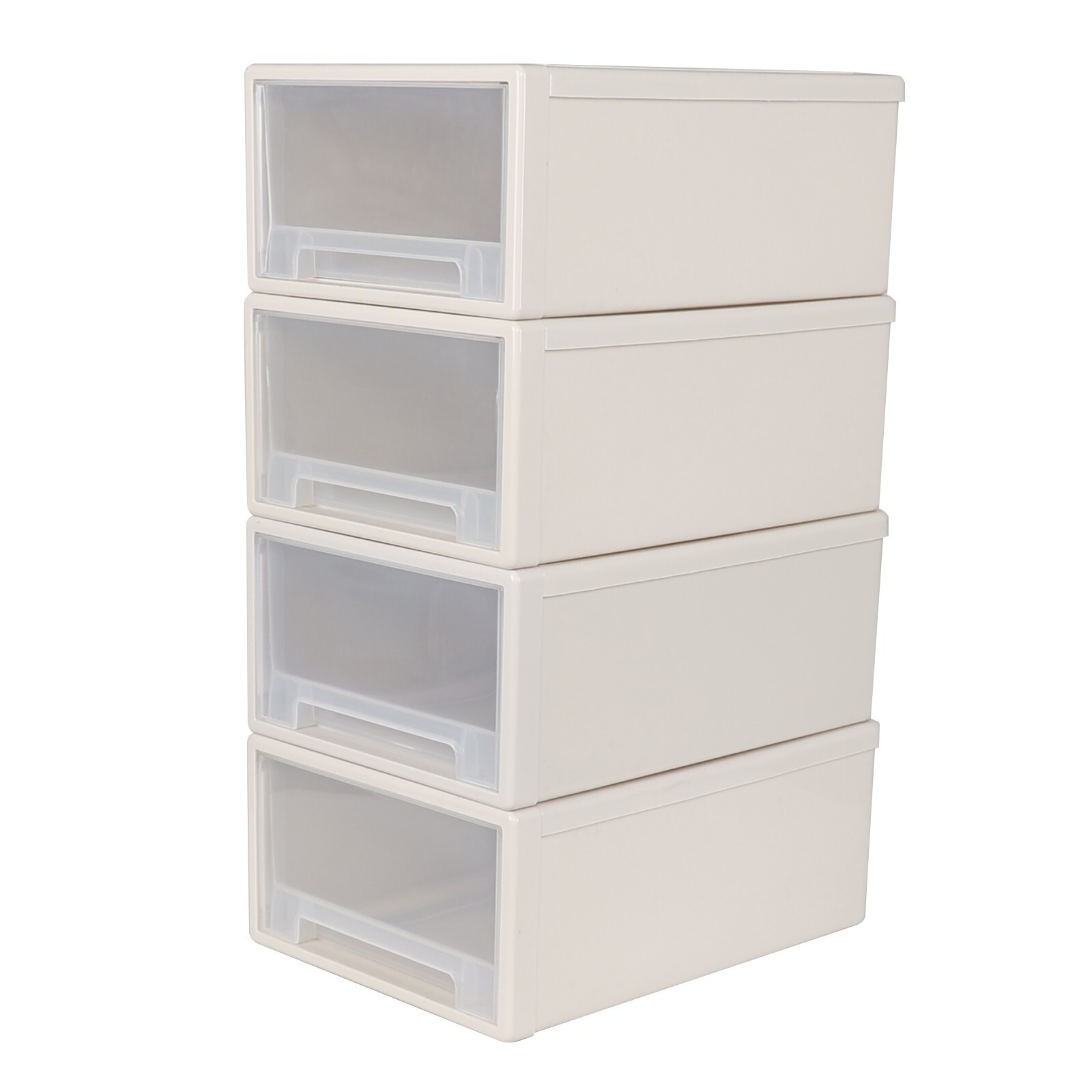 4 Packs 18 Quart Plastic Stacking Storage Drawers, Large Stackable Drawer Unit