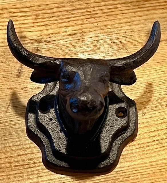 Longhorn Steer Wall Hook 5.5 Inches Bull Head Western Decor Heavy Metal Iron