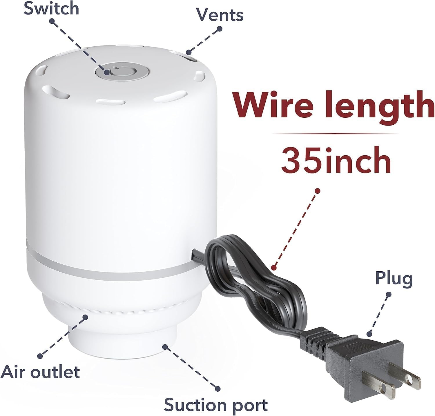 Electric Air Pump for Vacuum Storage Bags Compatible with Select Vacuum Bag Valv