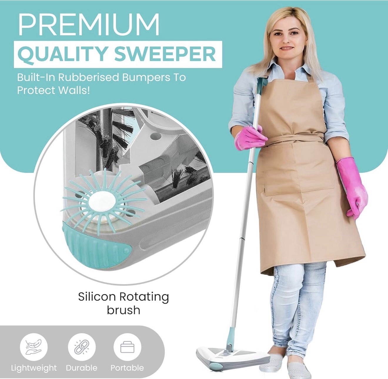 Zippi Sweeper Pro – 2025 New and Improved Lightweight, Hardwood, Tile, Corners