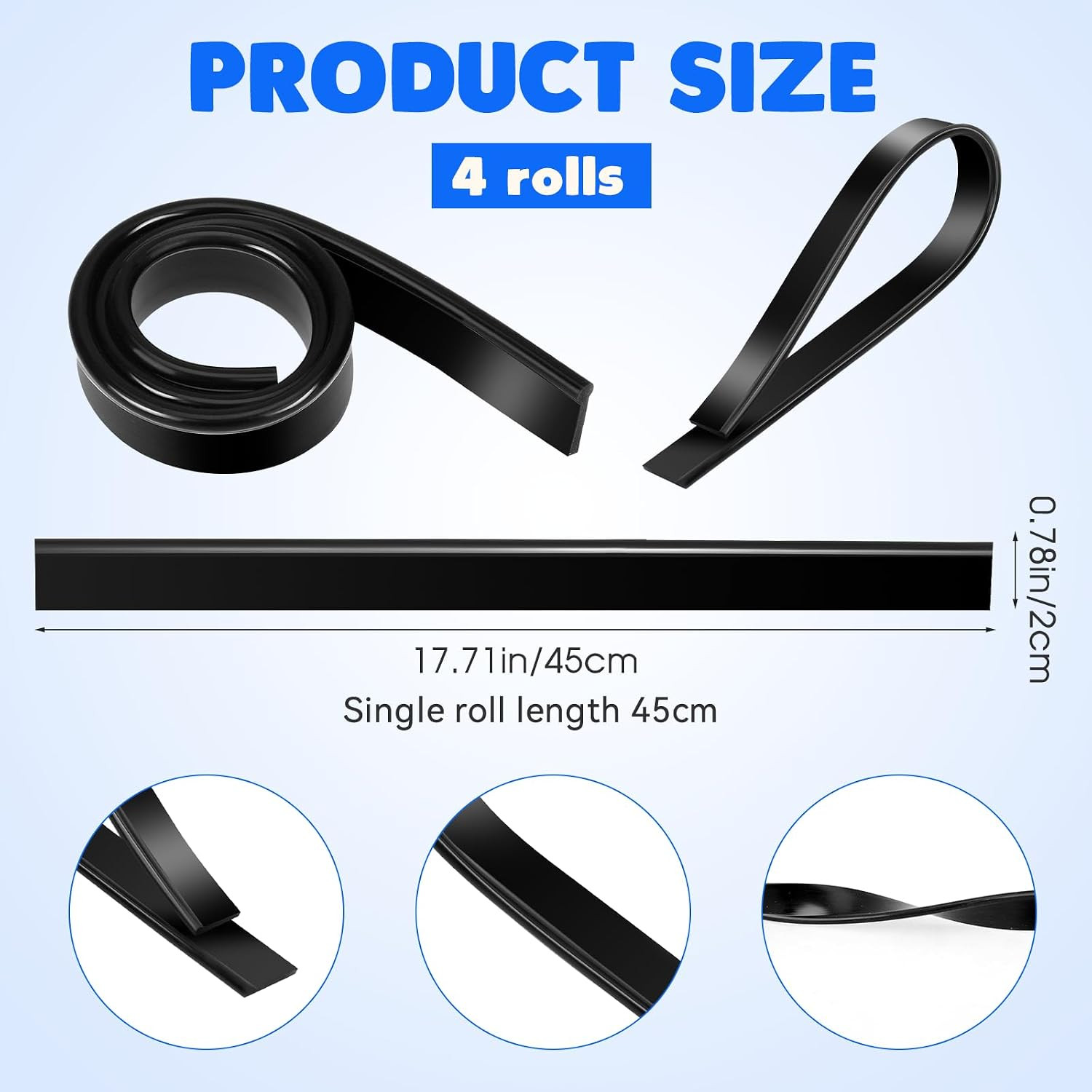 4PCS 18 Inch Squeegee Replacement Rubber Blades Window Glass Shower Refill