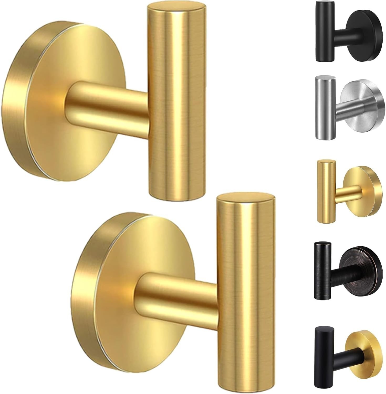 Towel Hooks Bathroom,2 Packs Wall Mount Towel Holder,Black Matte Wall Robe