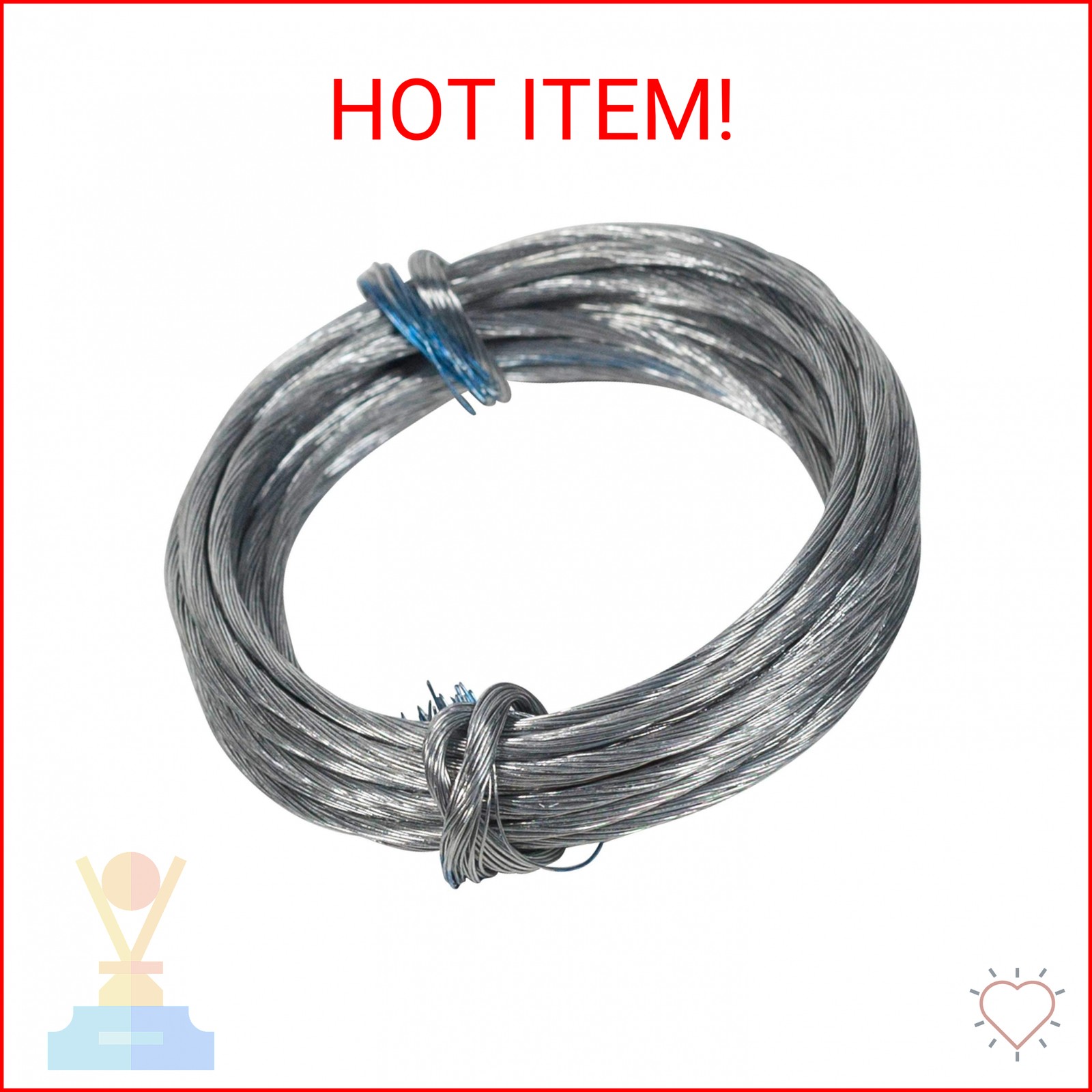 Parker & Bailey 9 Foot Galvanized Braided Picture Wire, 50 Pound Weight Limit –