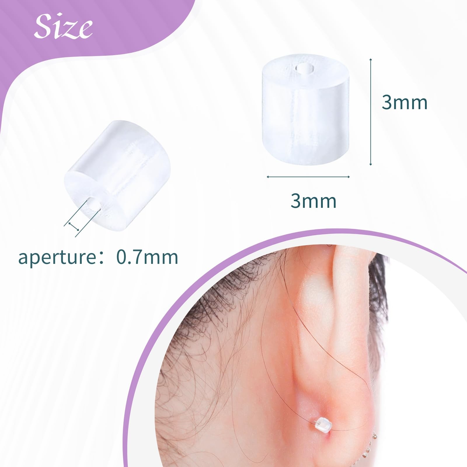 Clear Earring Backs, 200PCS Plastic Stoppers, Tube