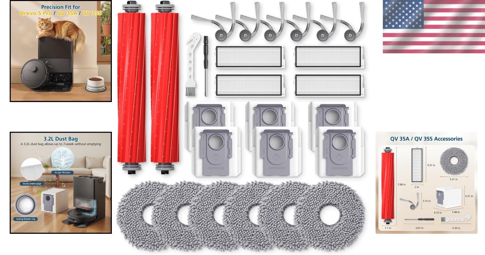 26-Piece Comprehensive Cleaning Kit for Qrevo S Pro, QV 35A & QV 35S Vacuums