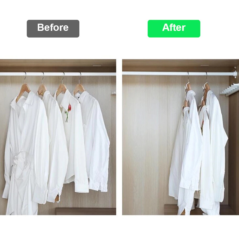 12pcs Space Saving Hanger Hook Add On Hooks Double Hang Clothes Closet Organizer