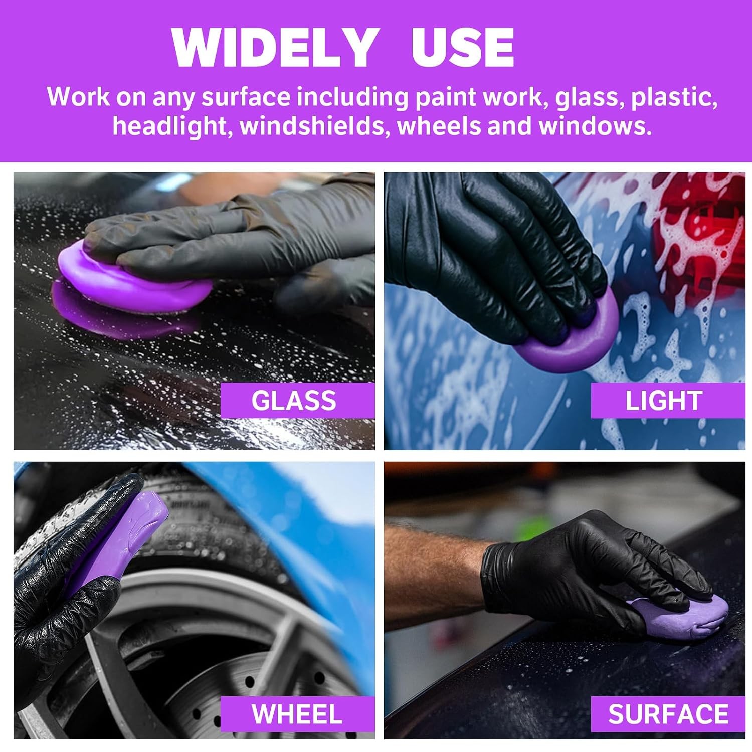 Premium Purple 400g Car Clay Bar 4 Pack Auto Detailing Kit No Scratch Magic Bar