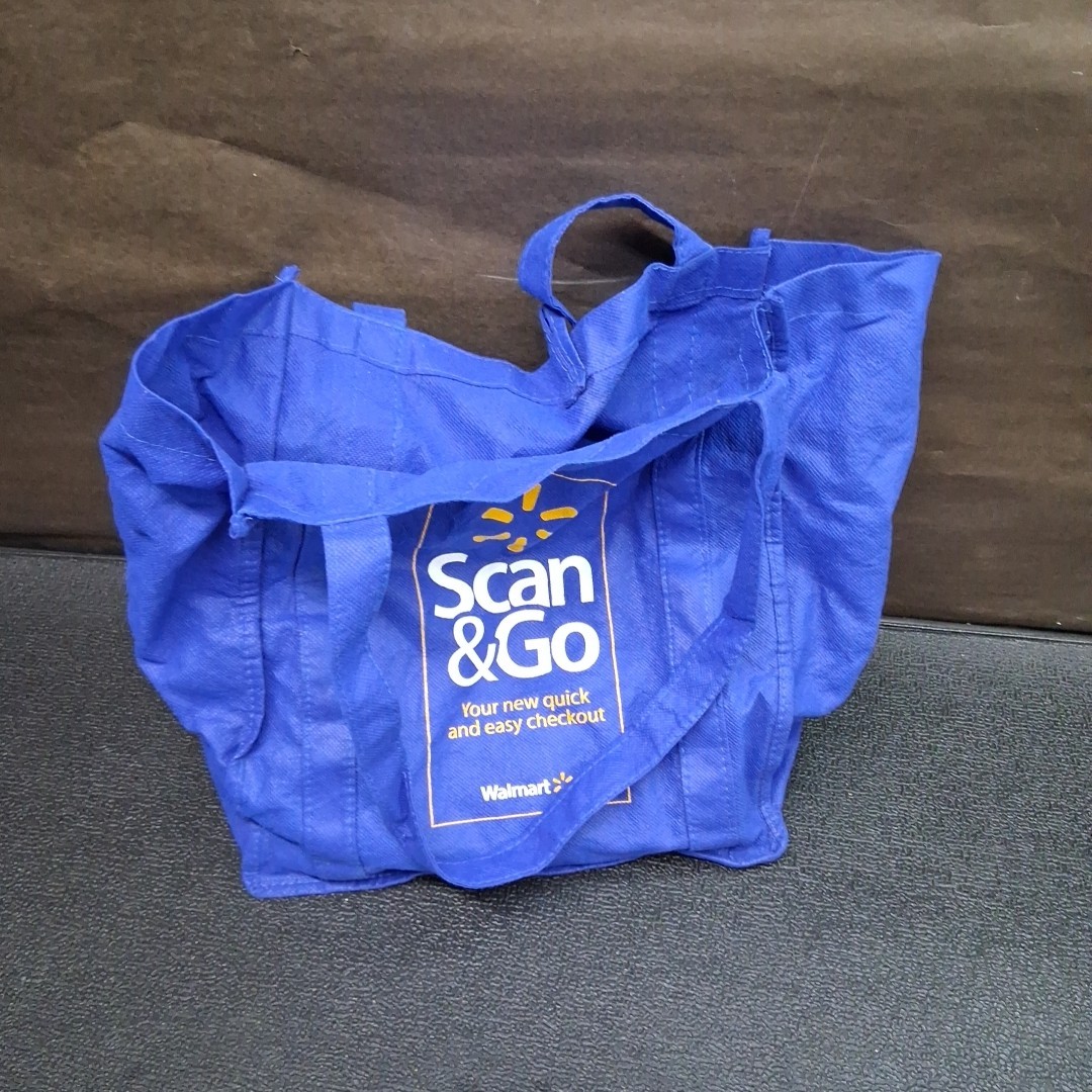 Walmart Reusable Canvas Scan & Go Logo Blue 10″ x 6″ x 10″ Shopping Bag