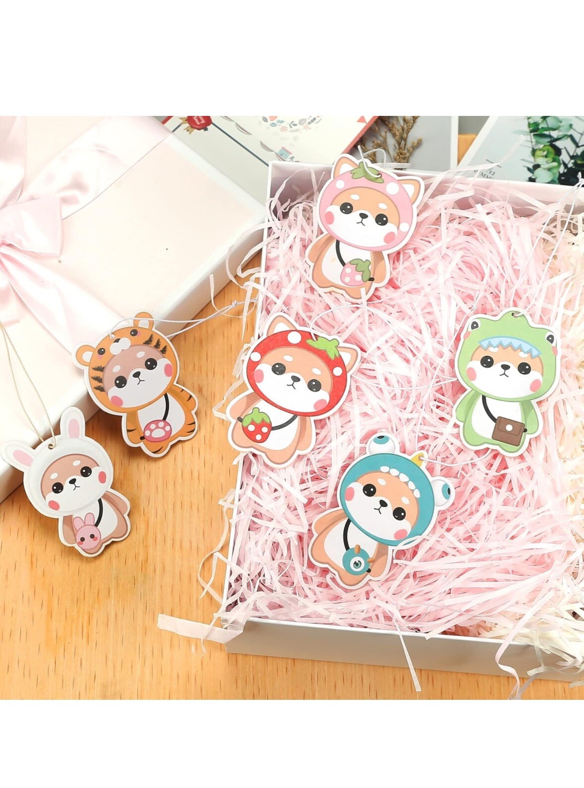 Car Air Fresheners, 6Pcs Shiba Inu Cute Red, Pink, Yellow, White, Green, Blue